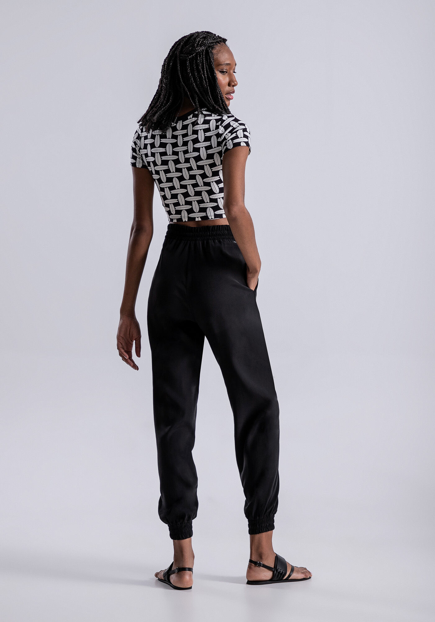 Blusa Manga Curta Cropped Estampada, , large.