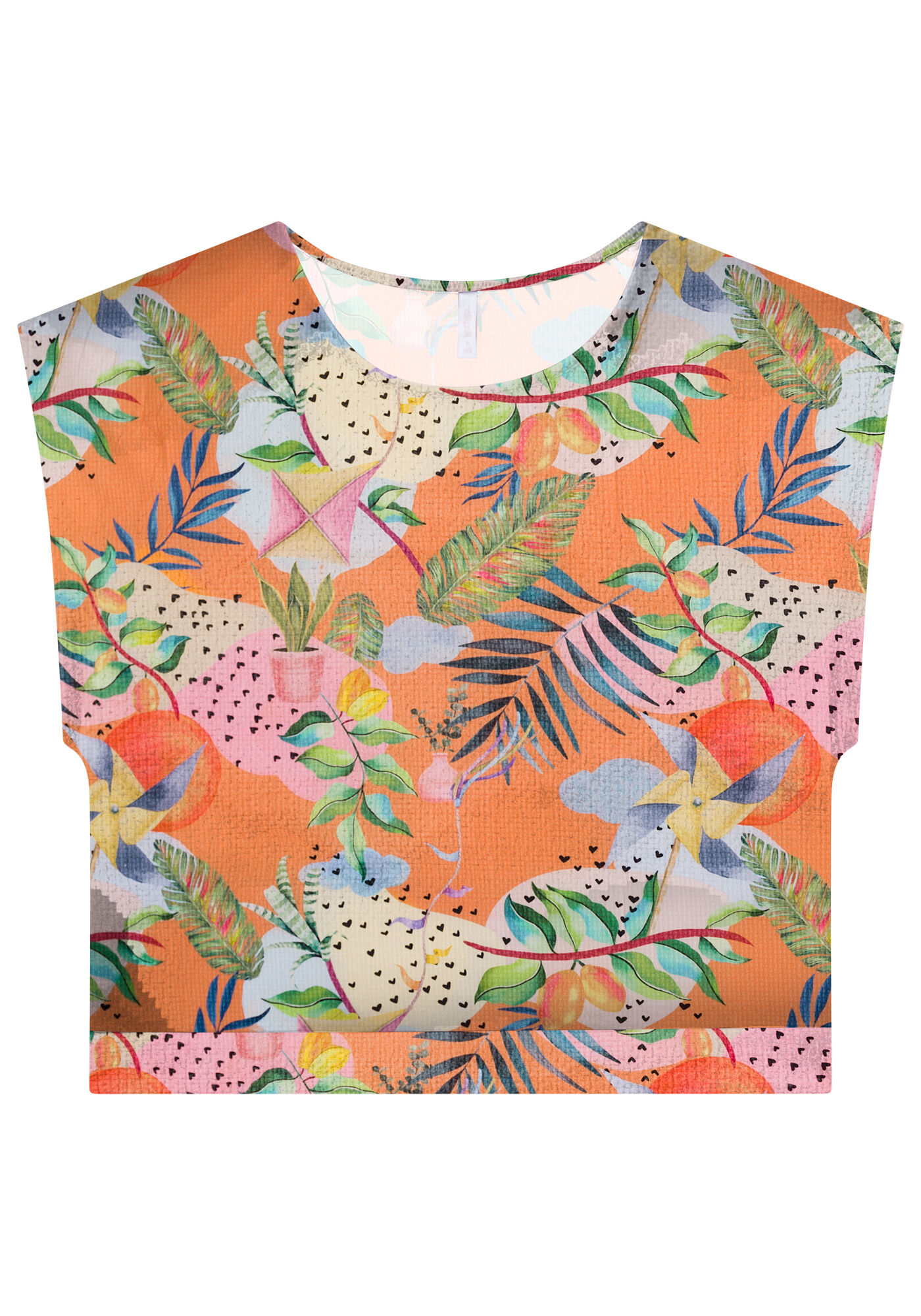 Blusa sem Manga em Moletom Estampado, , large.