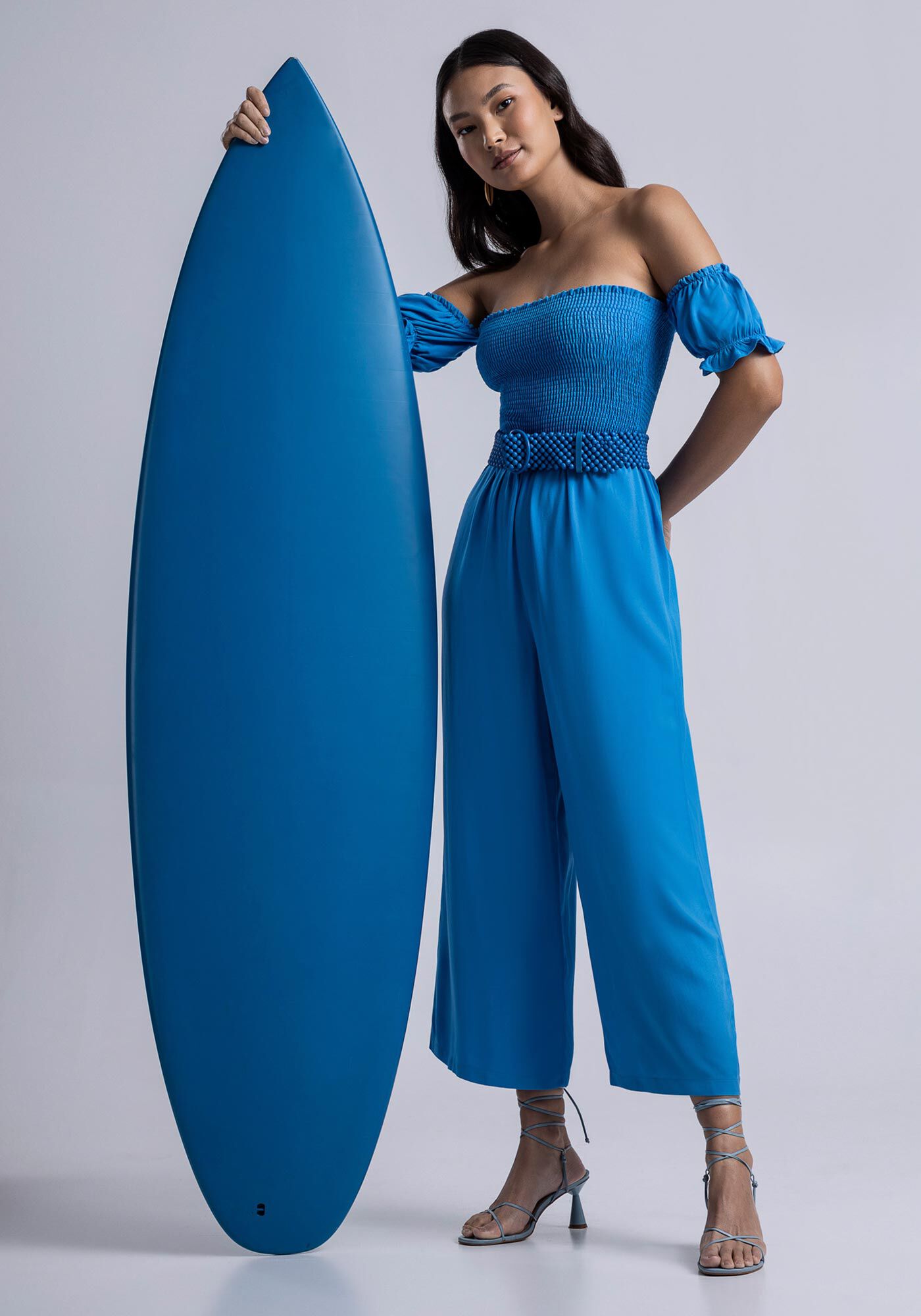 Macac&atilde;o Midi em Viscose Ombro a Ombro Lastex, , large.