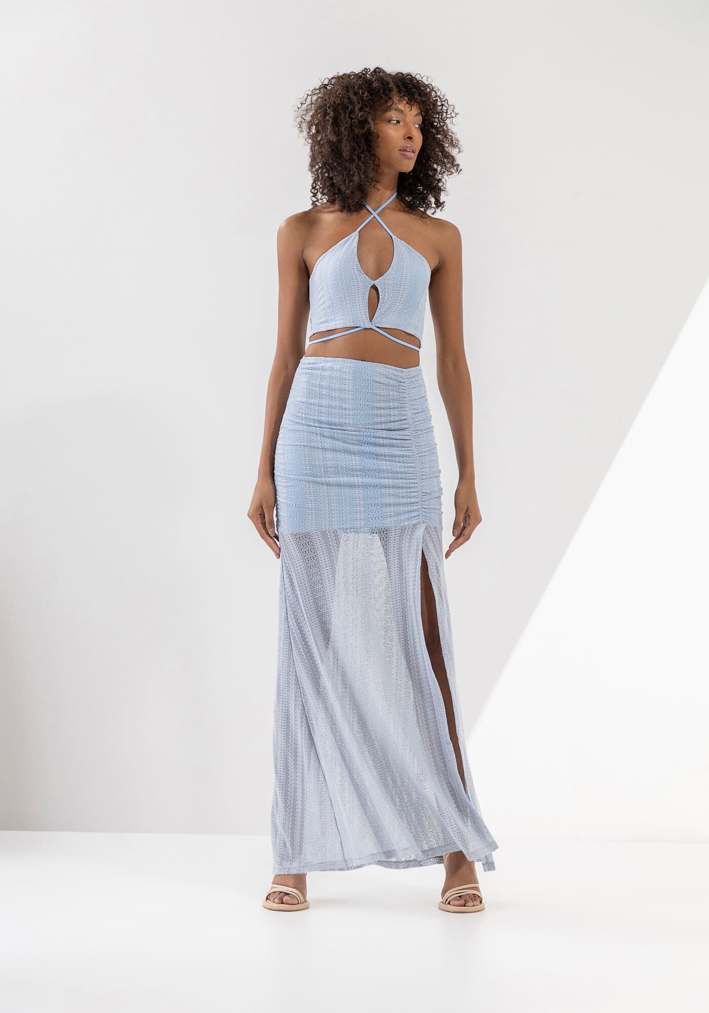 Blusa Cropped Frente &Uacute;nica em Renda com Amarra&ccedil;&atilde;o, , large.