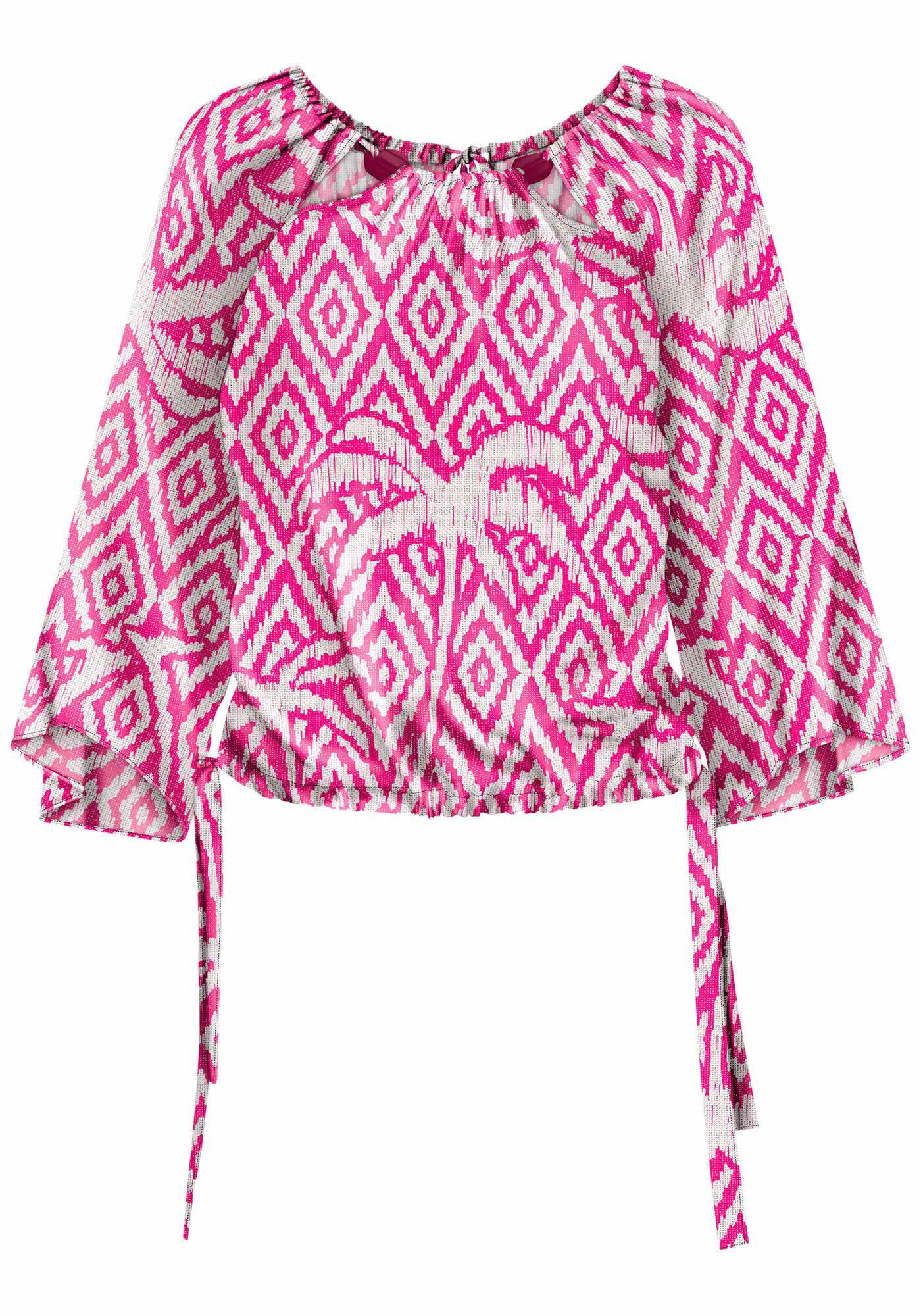 Blusa Manga 3/4 em Viscose com Amarra&ccedil;&atilde;o, , large.