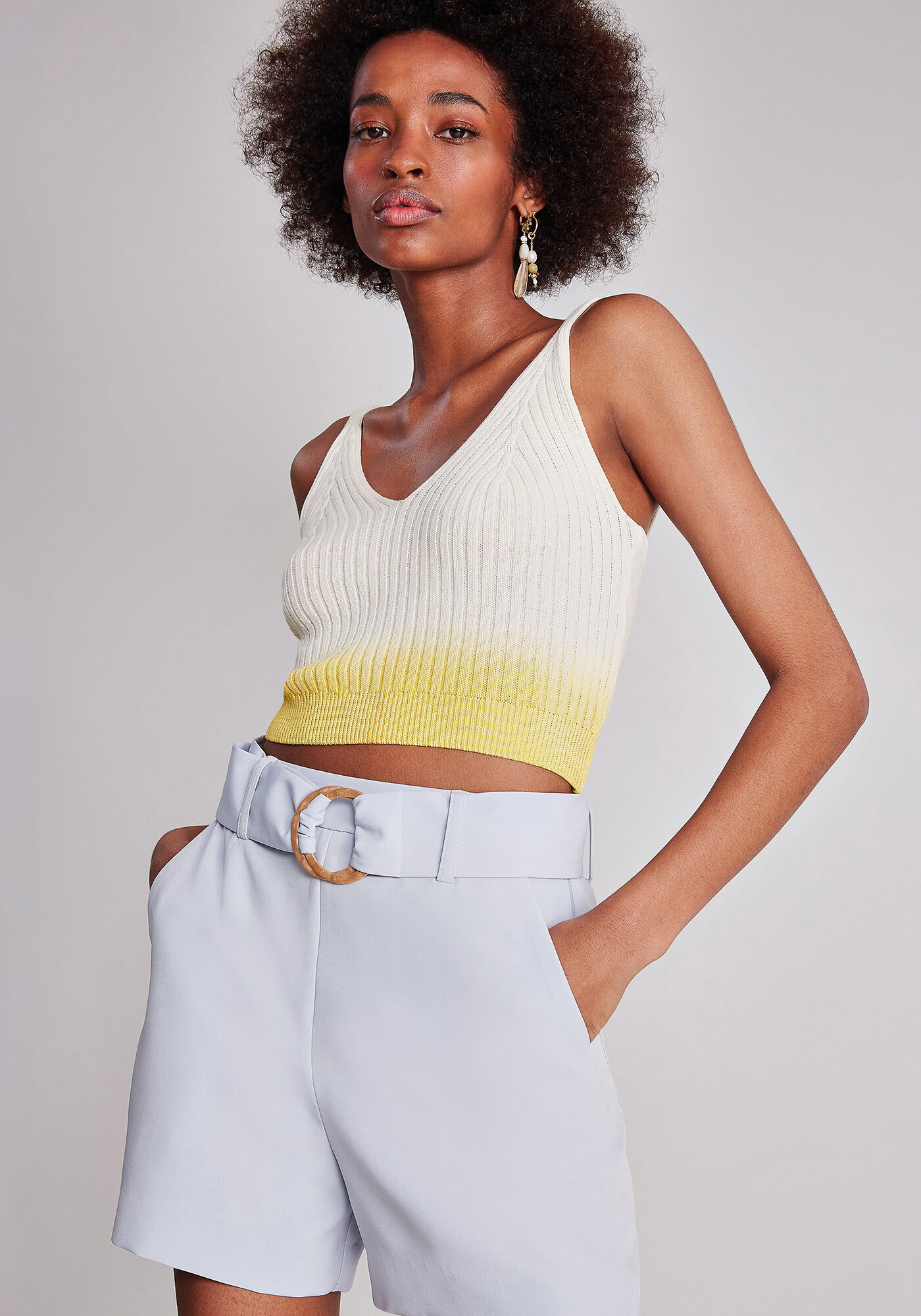 Shorts Cintura Alta com Cinto, , large.