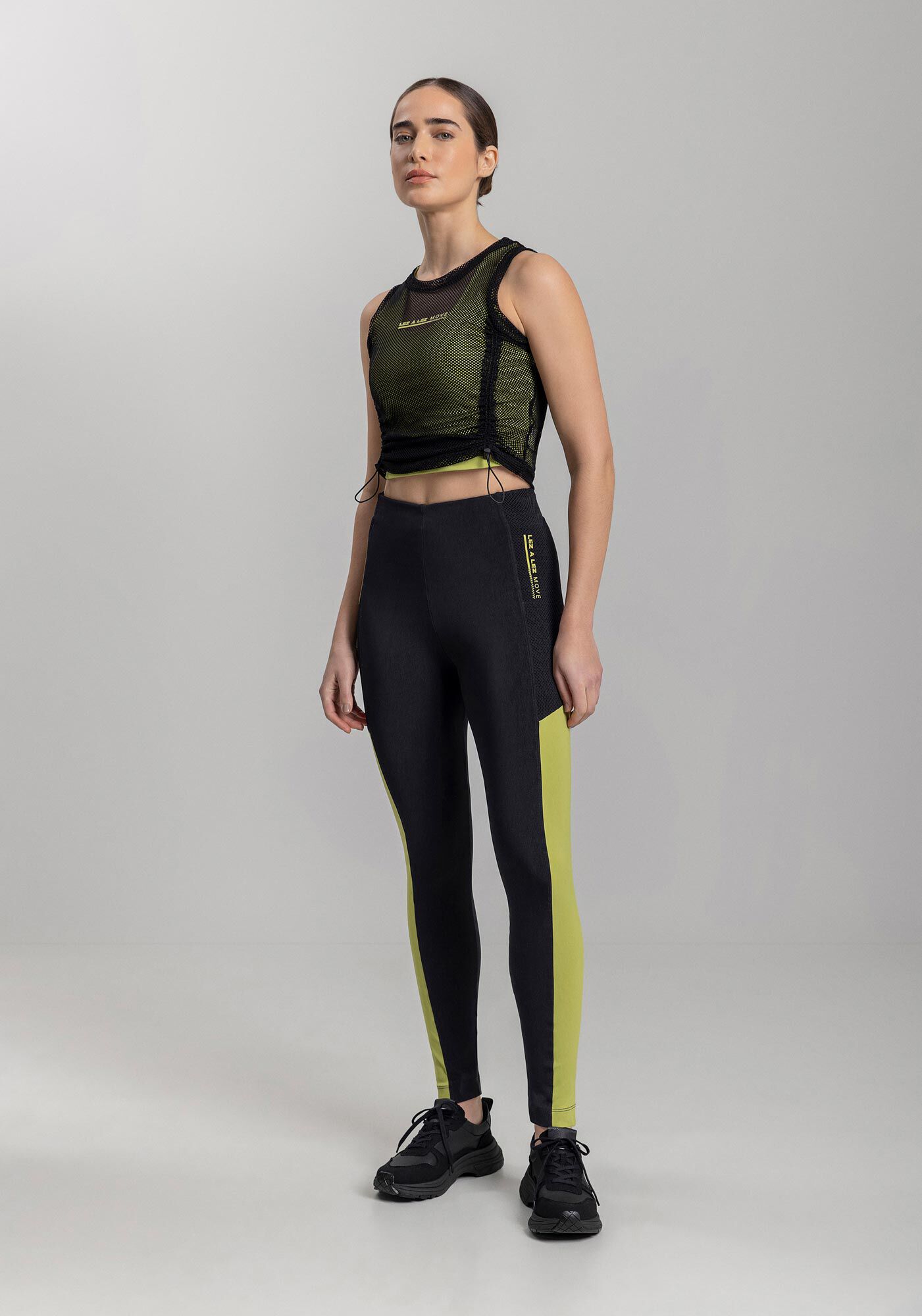 Cal&ccedil;a Legging De Cintura Alta Com Recortes Laterais Move, PRETO, large.