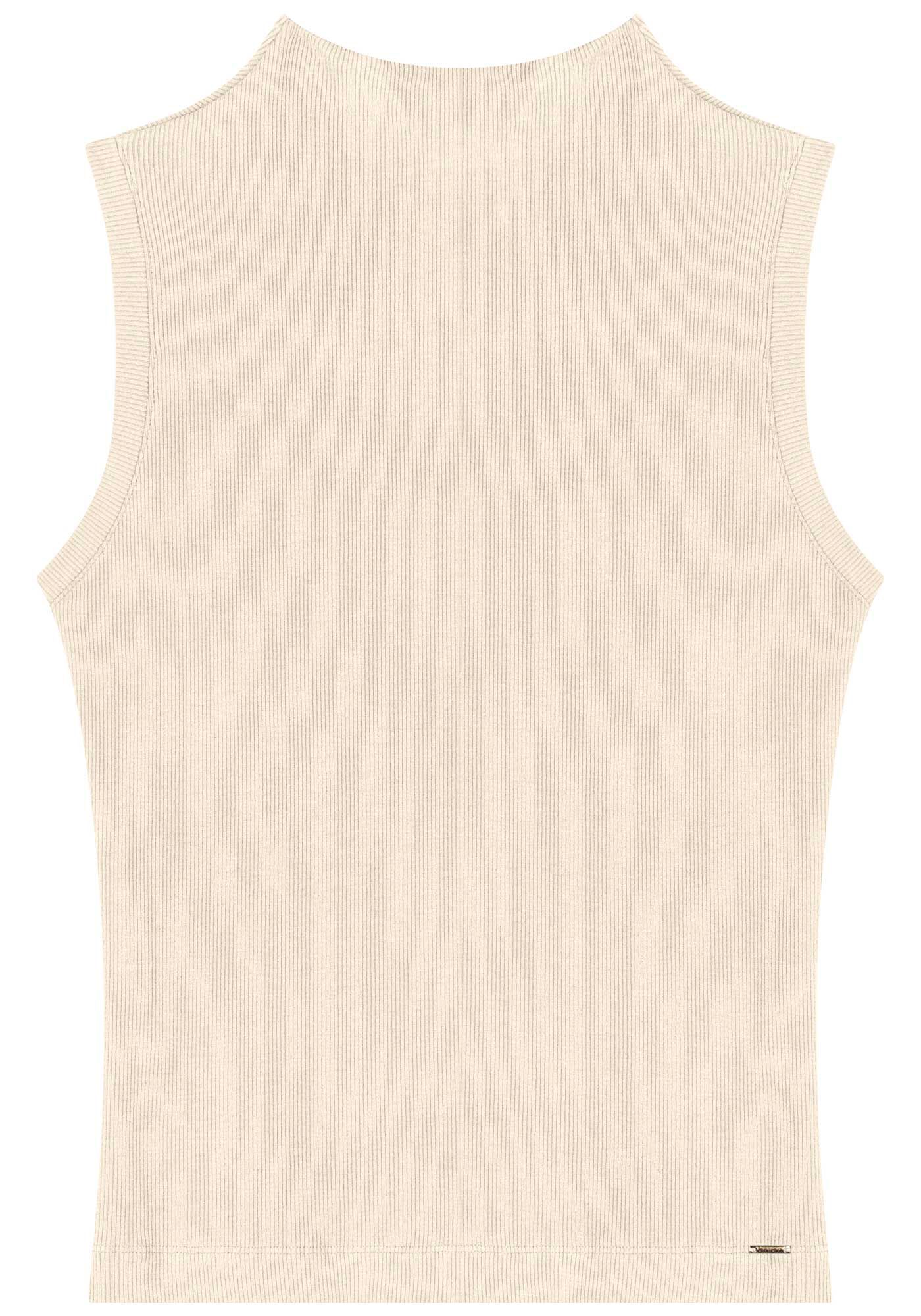 Blusa Sem Mangas Canelada Com Gola Alta Em Malha, , large.