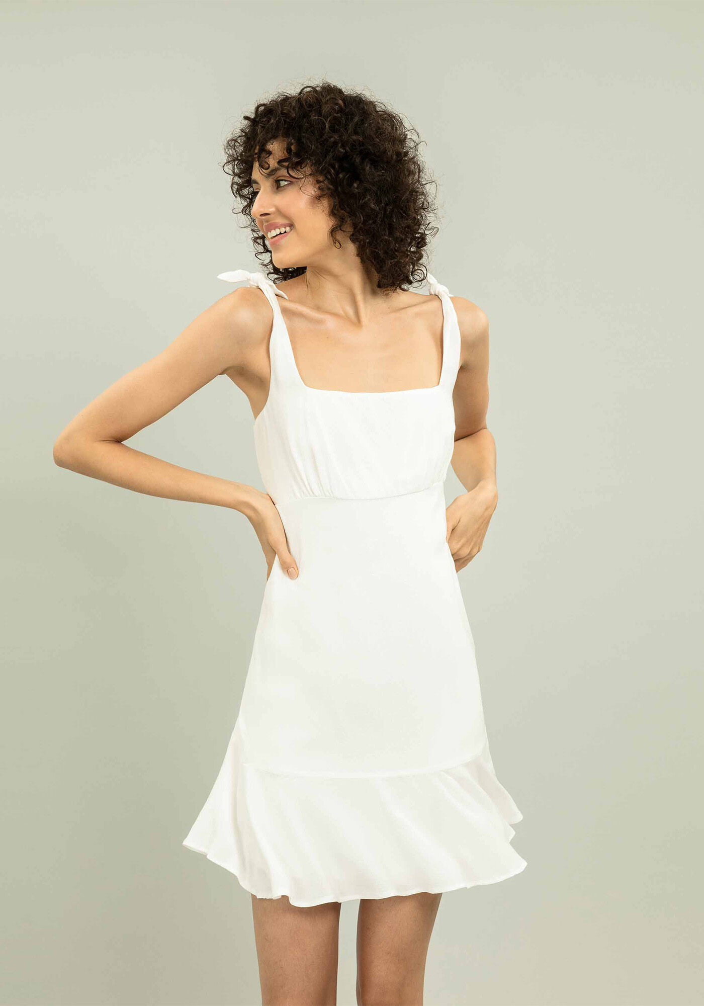 Vestido com Al&ccedil;as Babado Amarelo Caramelo, , large.