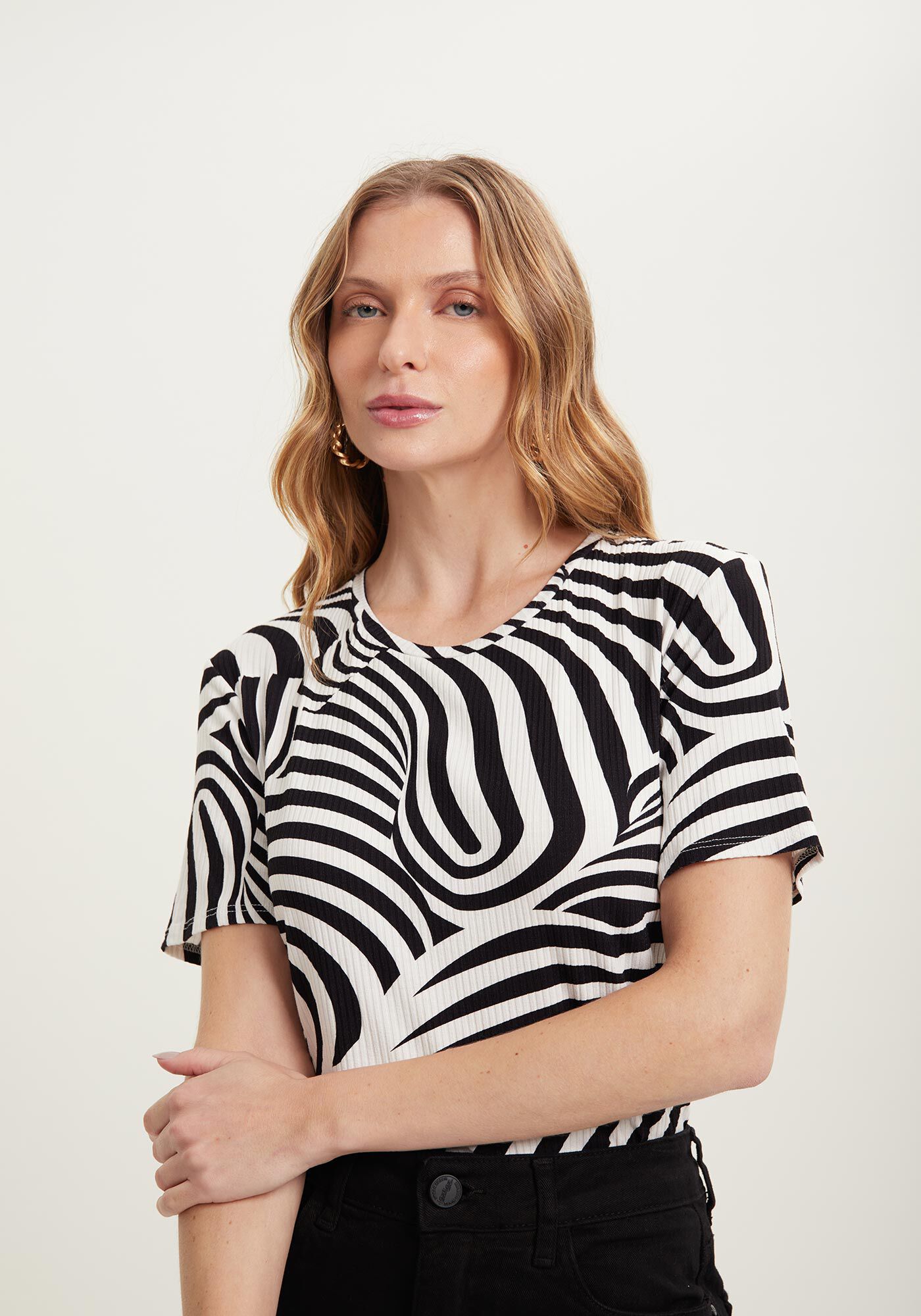 Blusa Malha Canelado Sevilha, , large.