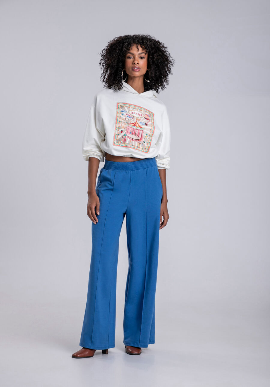 Calça Reta Molecotton Cintura Média, AZUL TINKER. Calça Reta Molecotton Cintura Média, AZUL TINKER, large.