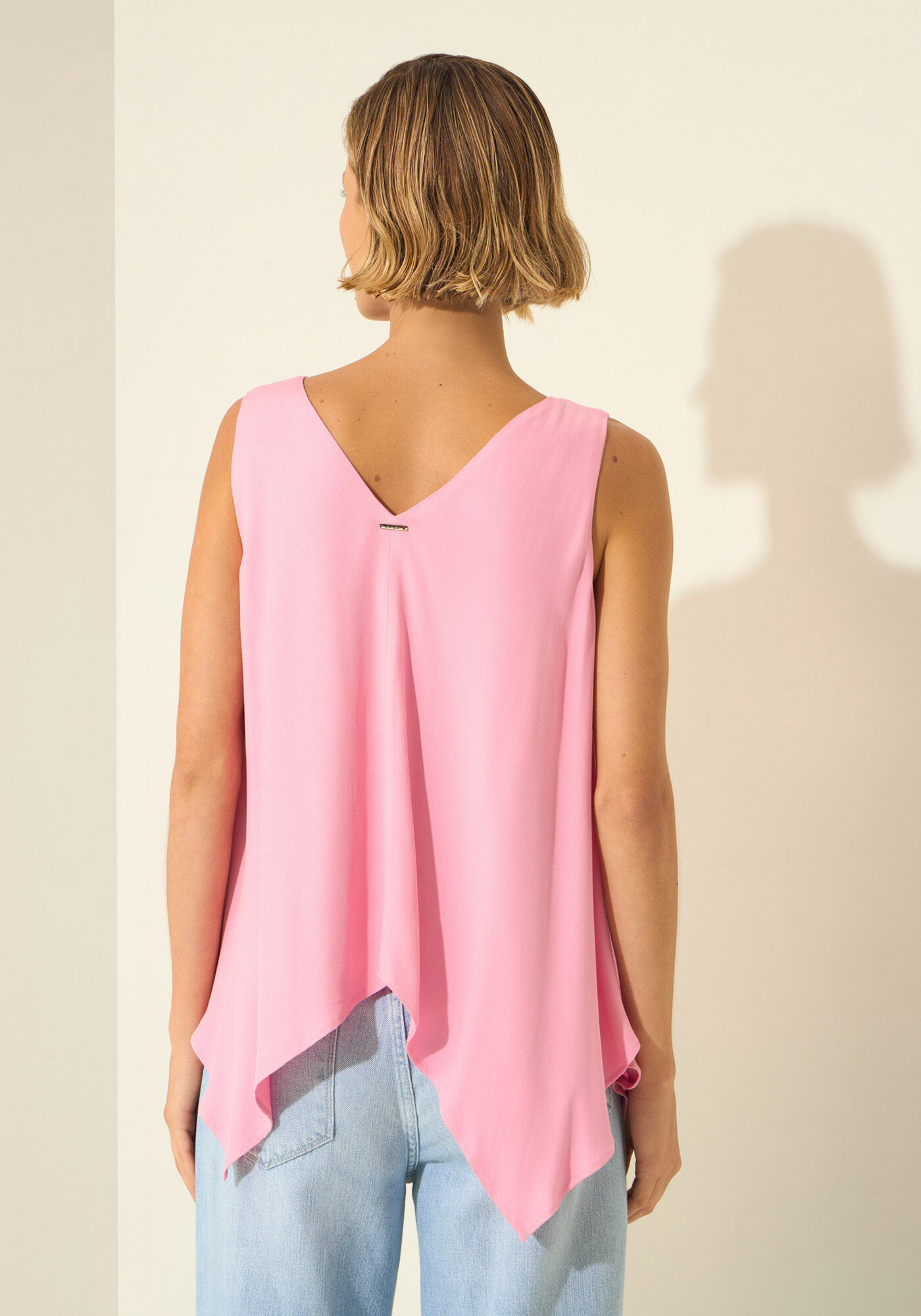 Blusa Com Decote Em V E Estampa Localizada, ROSA AGATE, large.