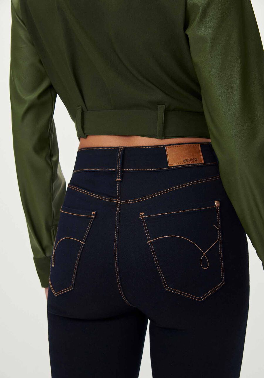 Calça Jeans Skinny Cintura Alta Escura, JEANS. Calça Jeans Skinny Cintura Alta Escura, JEANS, large.