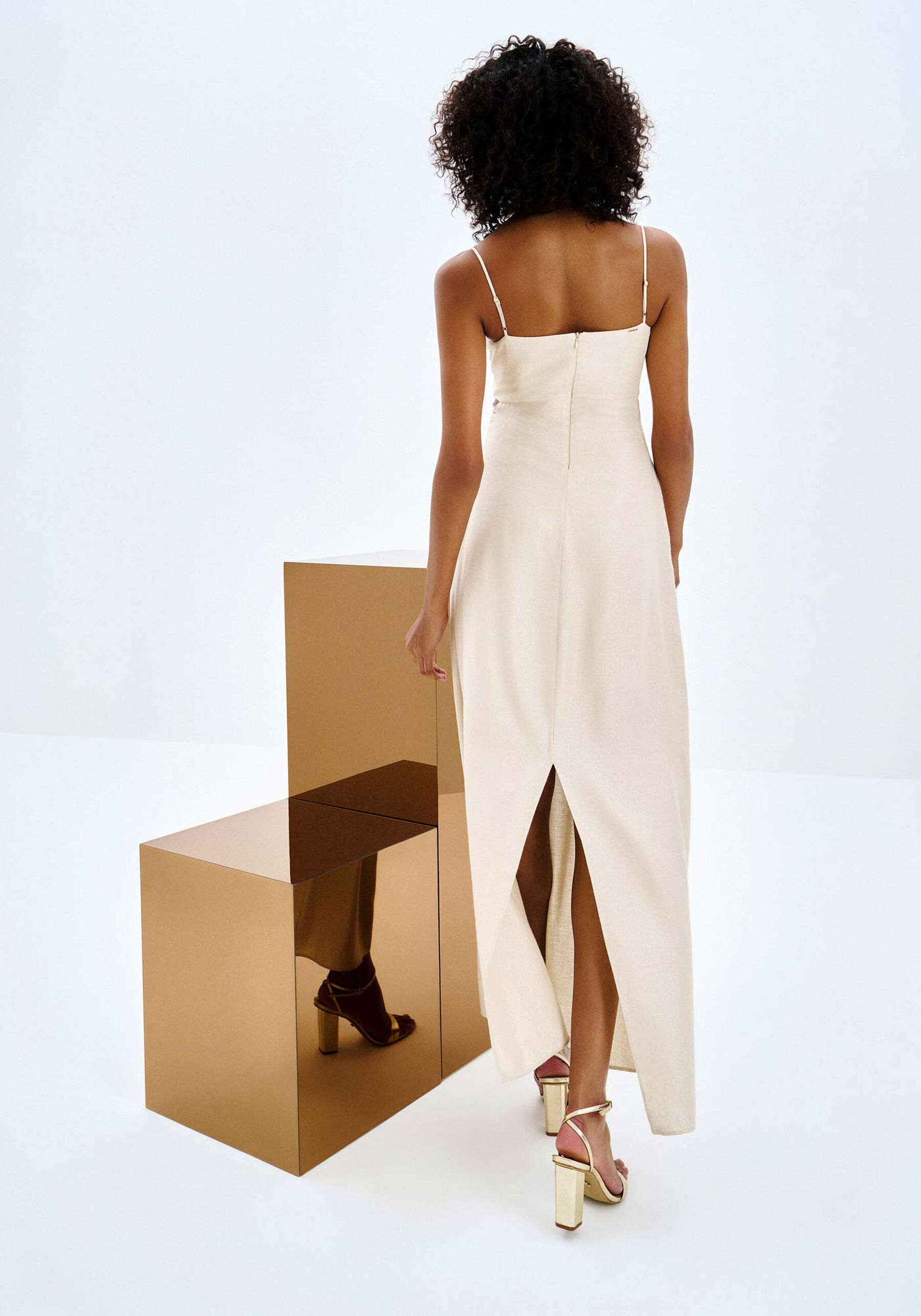 Vestido Longo Decote Reto com Bolsos, . Vestido Longo Decote Reto com Bolsos, , large.