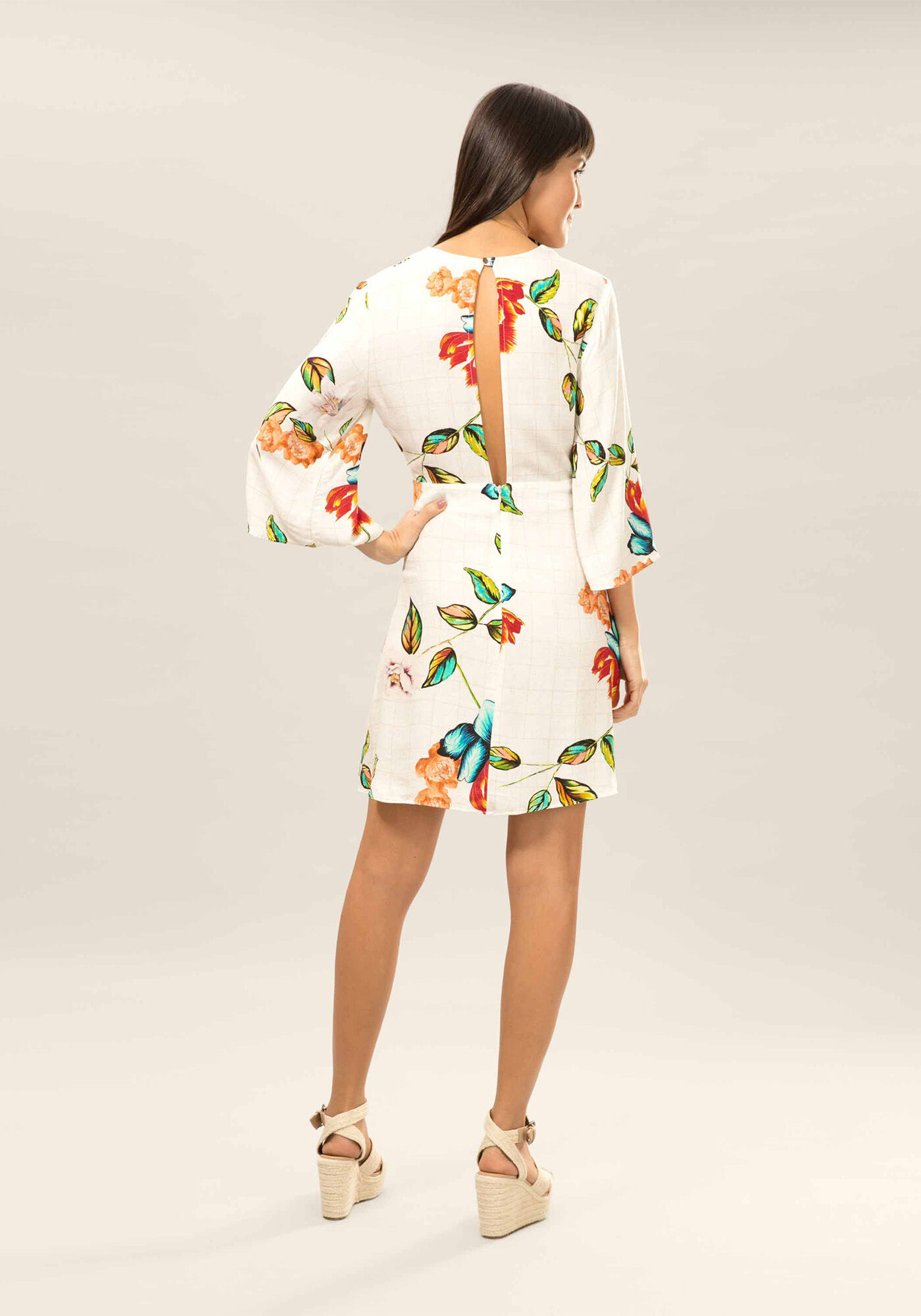 Vestido Manga 3/4 Estampa, , large.