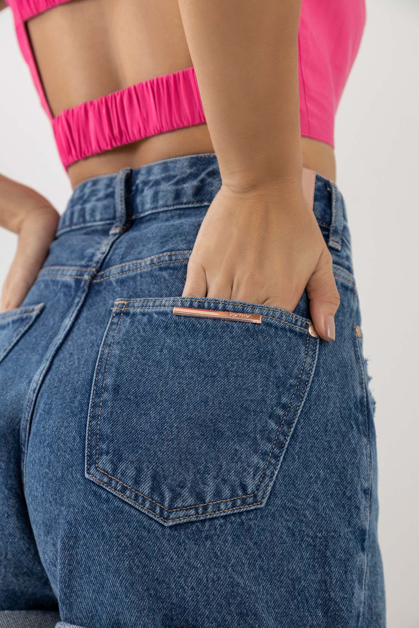 Shorts Jeans Mom com Cintura Super Alta, , large.