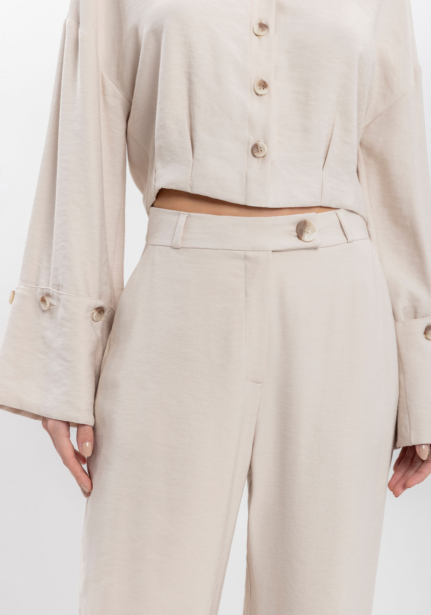 Cal&ccedil;a Reta Em Alfaiataria Com Cintura Alta E Passantes, , large.