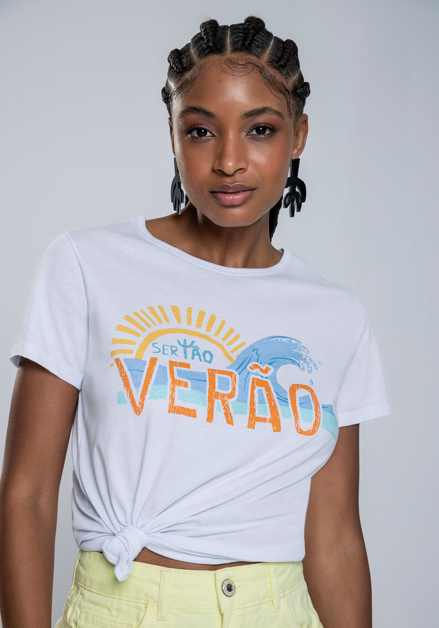 Blusa Manga Curta em Malha com Estampa, , large.