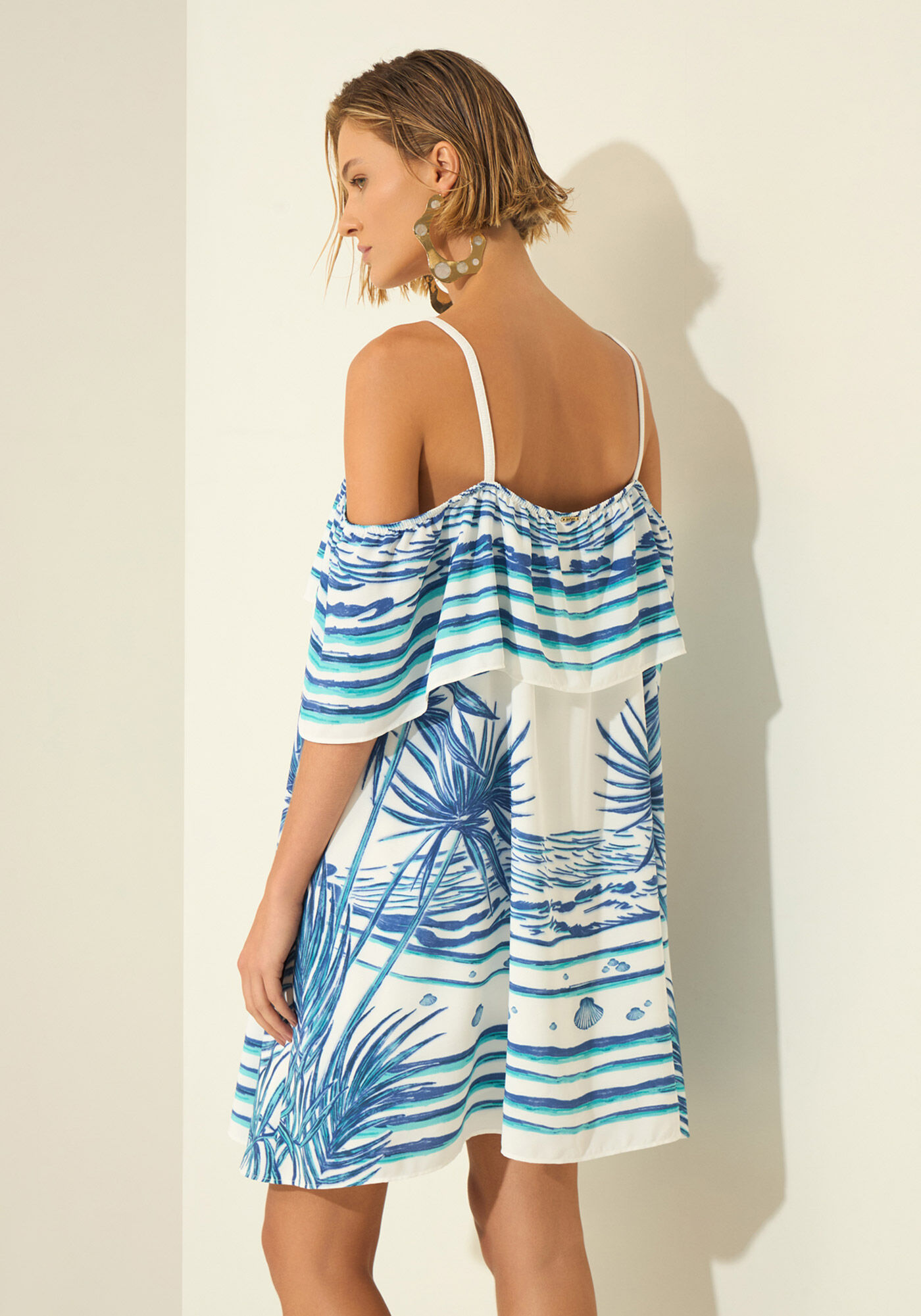 Vestido Curto Estampado Com Al&ccedil;as, MARE BEGE, large.