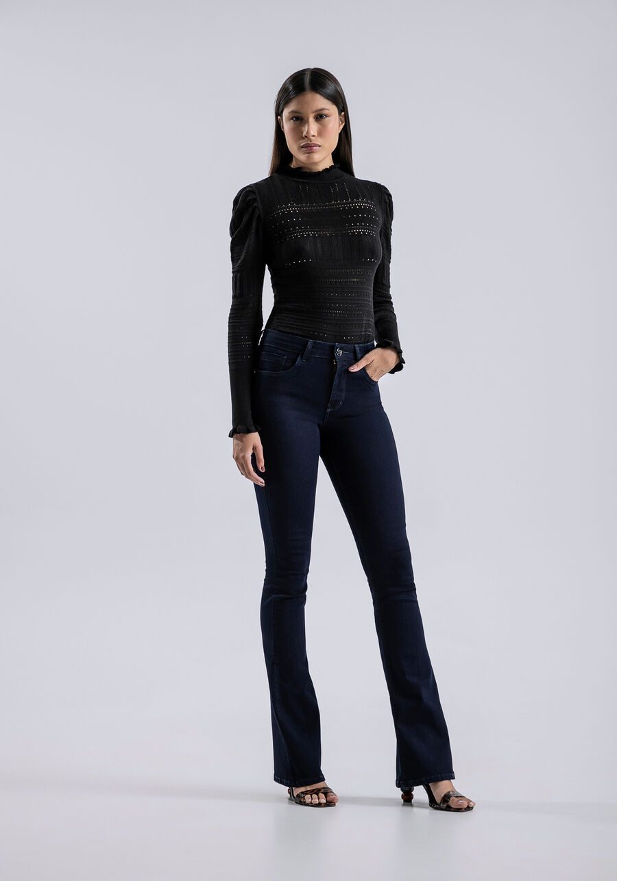 Calça Jeans Boot Cut com Elastic Denim, JEANS. Calça Jeans Boot Cut com Elastic Denim, JEANS, large.