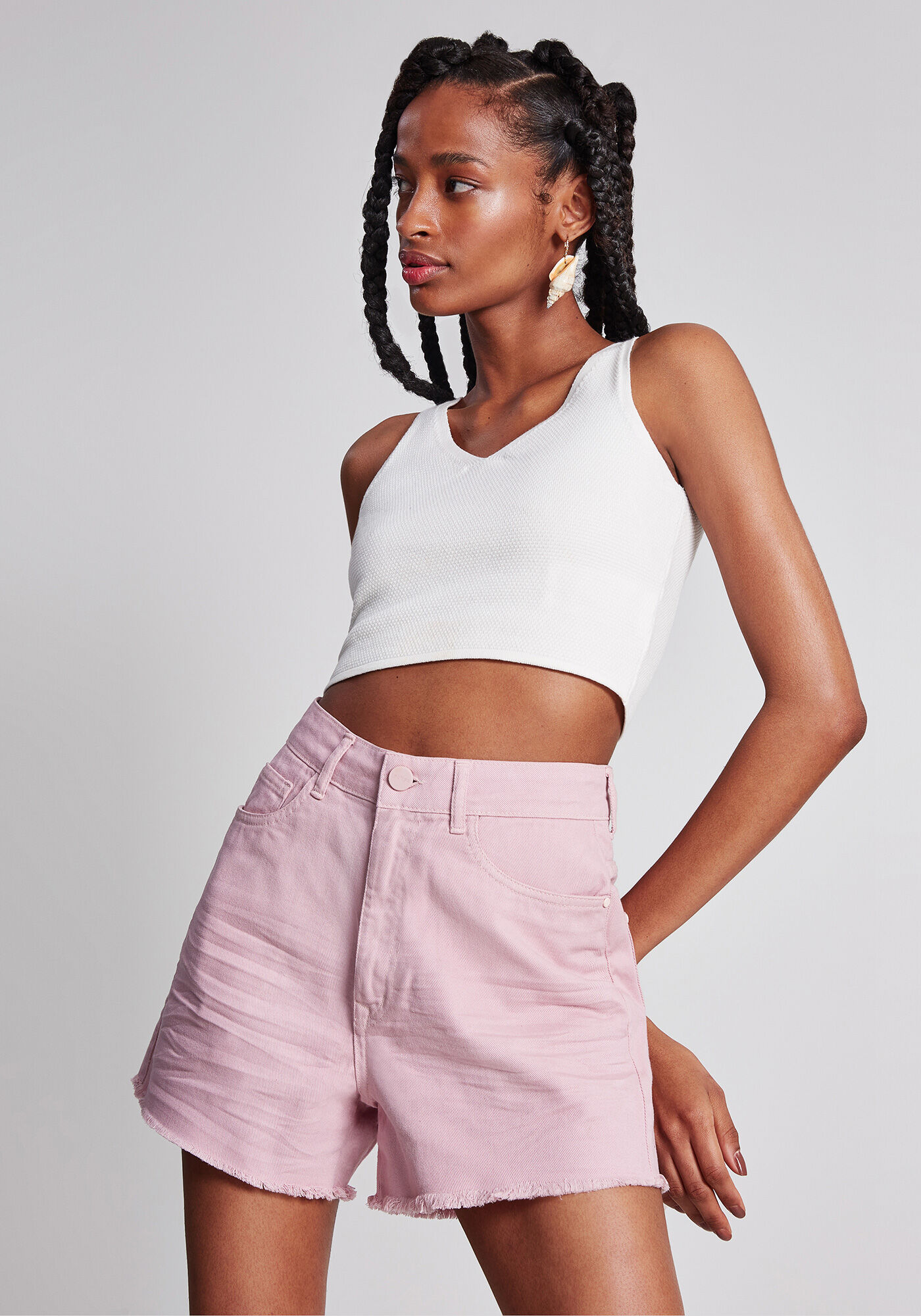 Short jeans amassado outlet