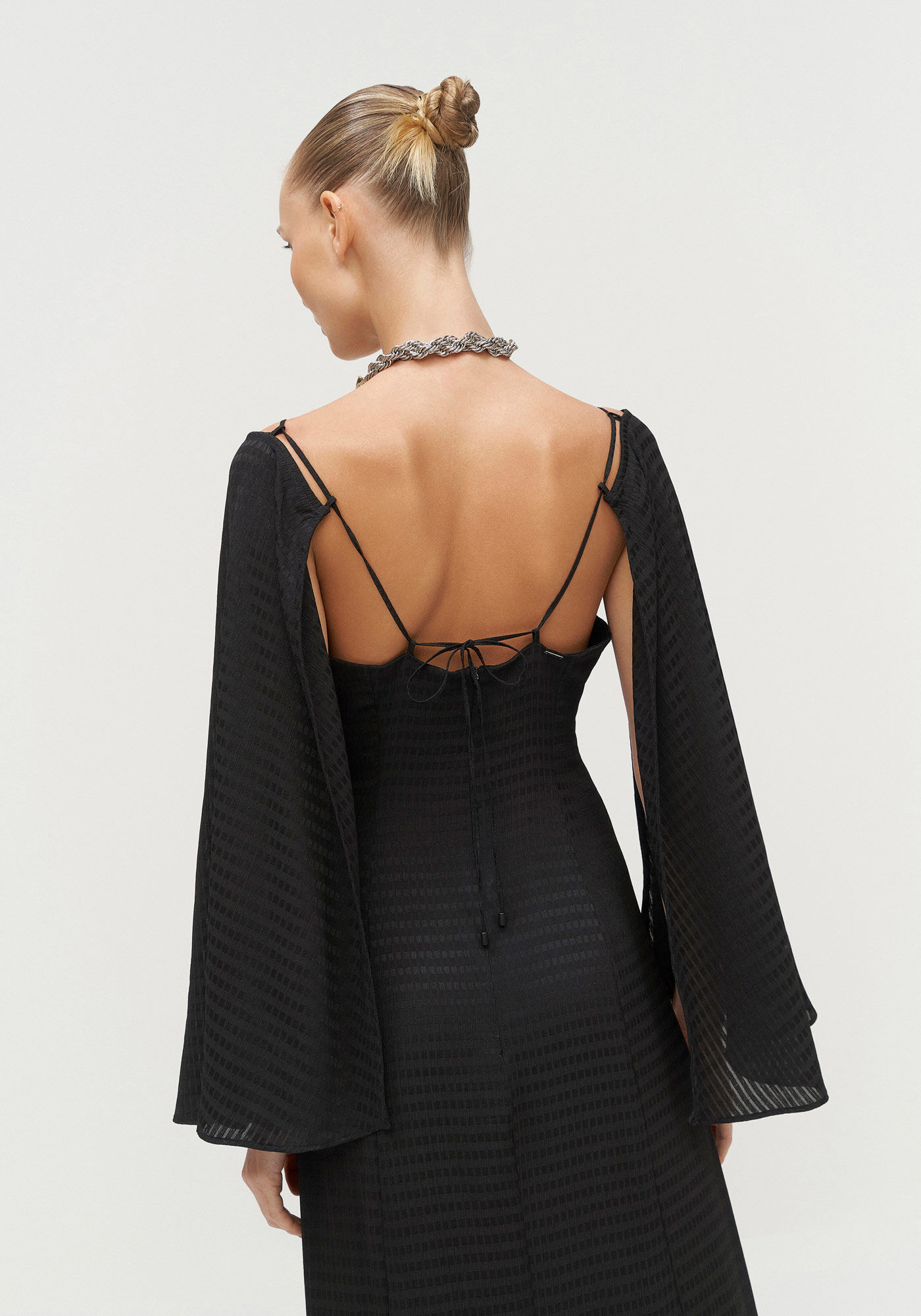 Vestido Longo com Manga Longa Flare Remov&iacute;vel, , large.