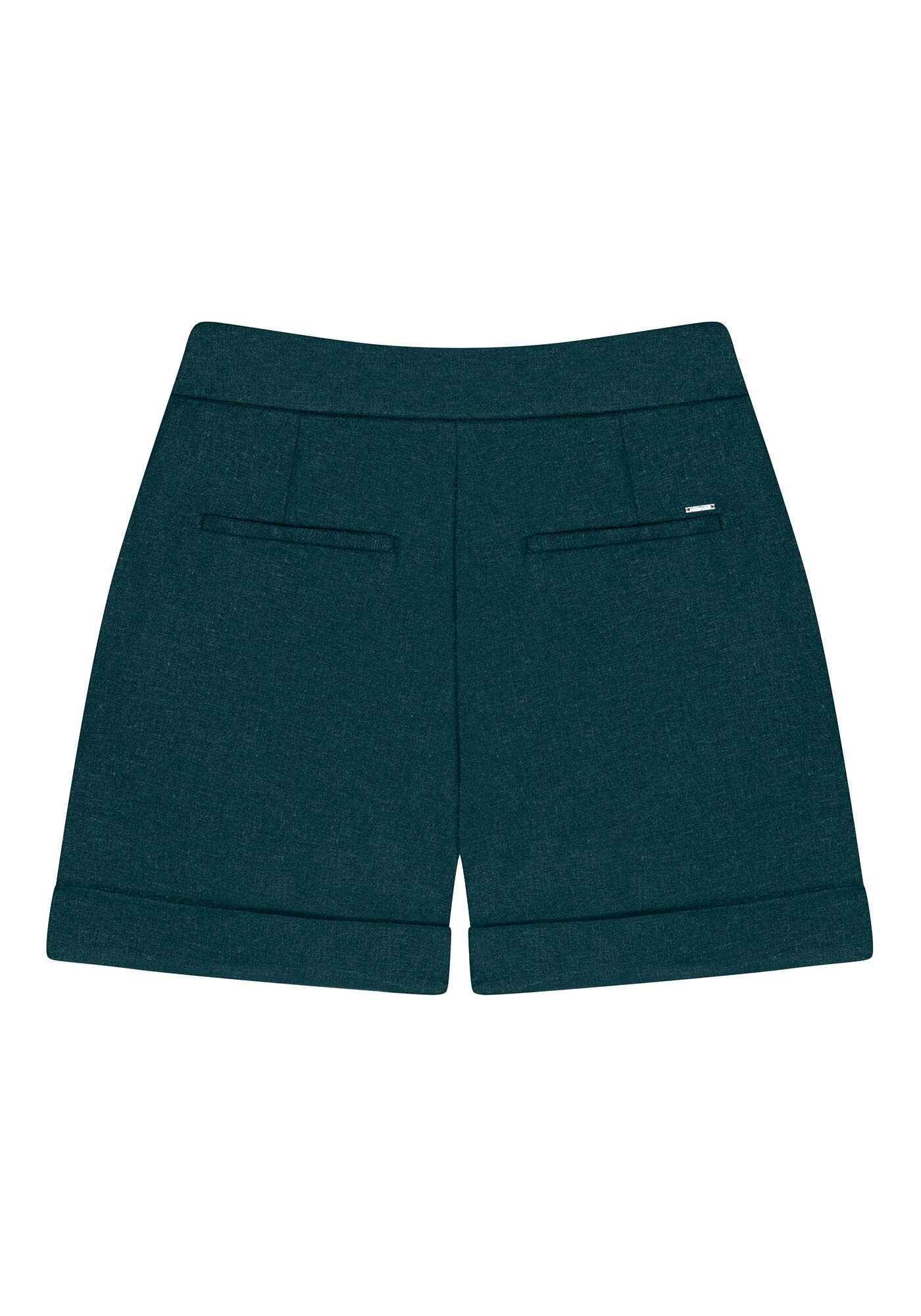 Shorts Cintura M&eacute;dia Pregas Linho, VERDE, large.