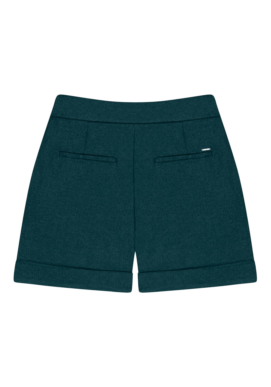 Shorts Cintura Média Pregas Linho, VERDE. Shorts Cintura Média Pregas Linho, VERDE, large.