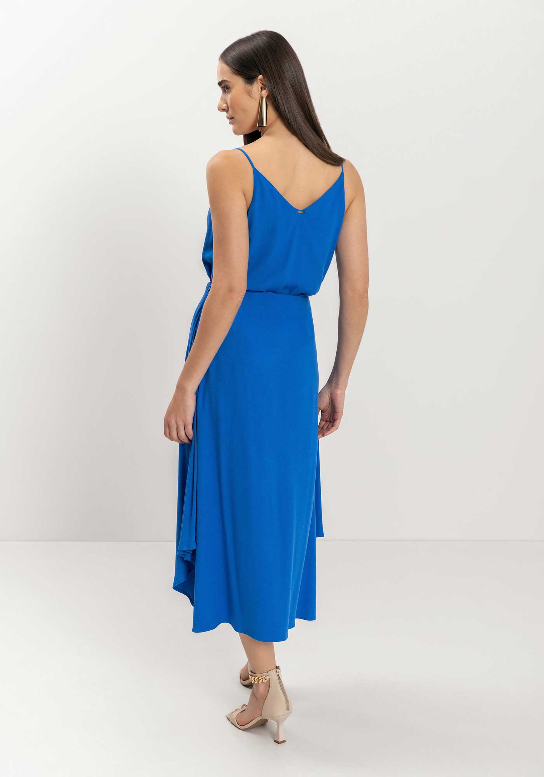 Saia Chá Fluida Com Fenda E Cintura Alta, . Saia Chá Fluida Com Fenda E Cintura Alta, , large.