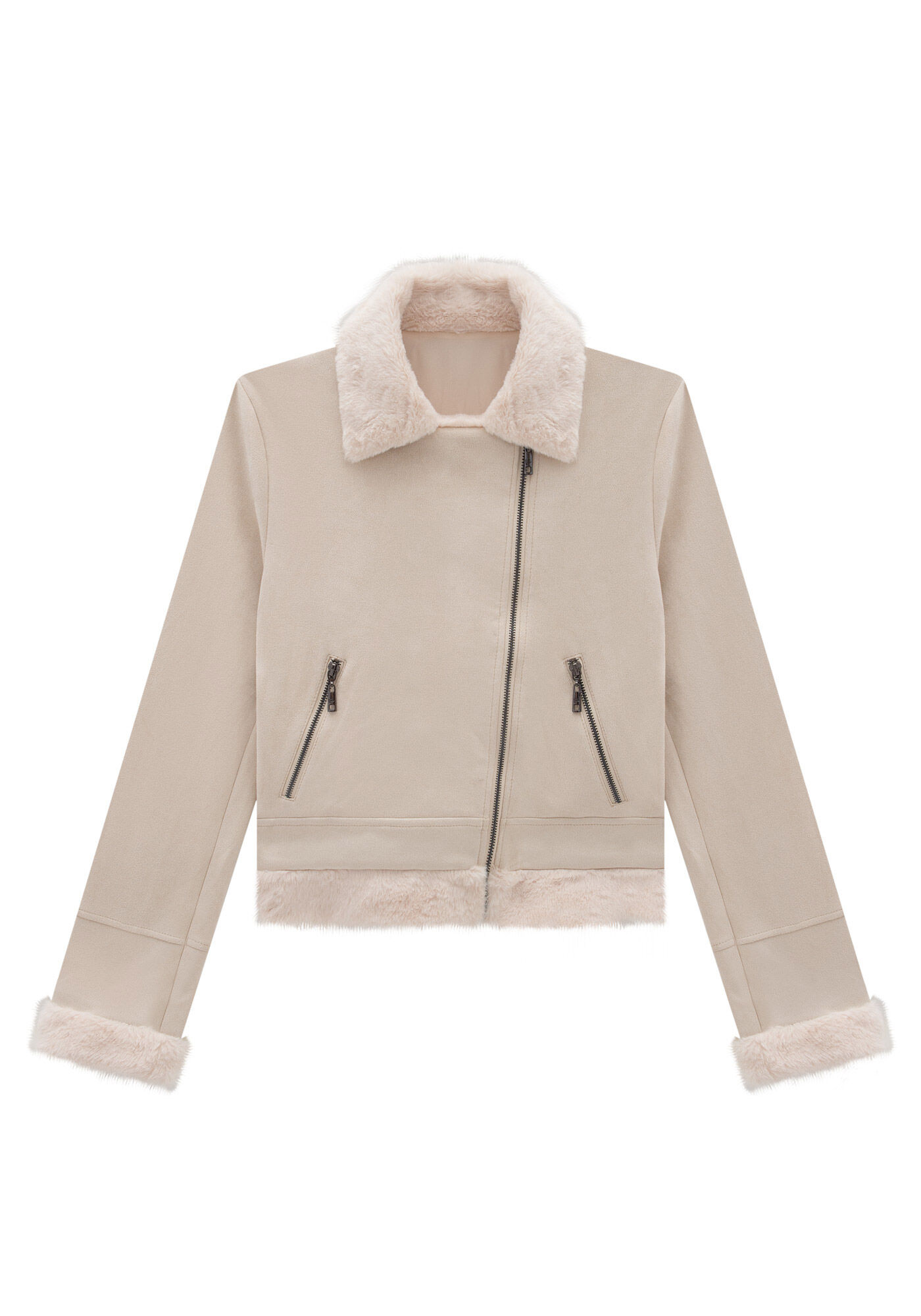 Jaqueta suede com pelo store