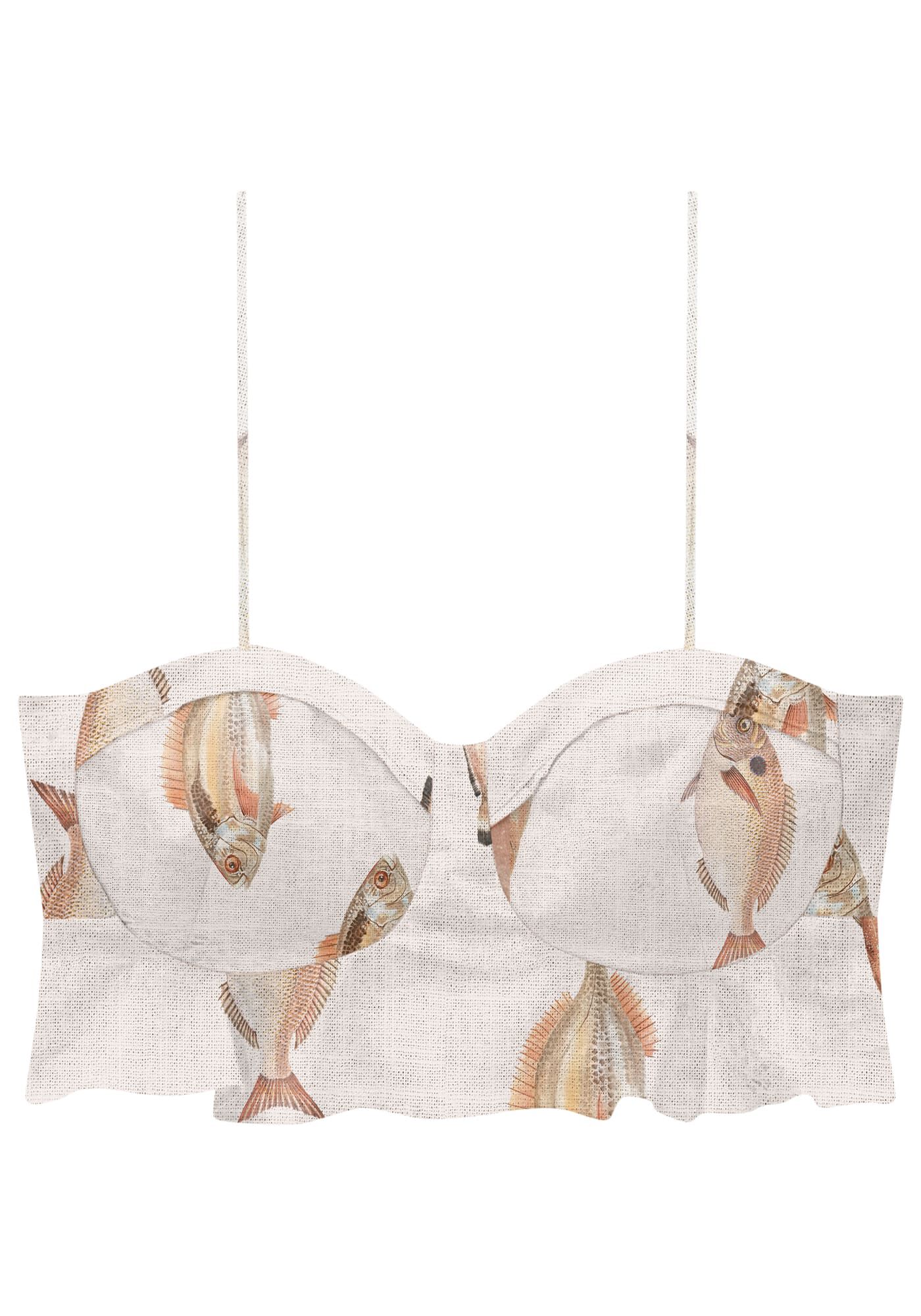 Blusa Cropped Estampada em Linho com Babado, , large.