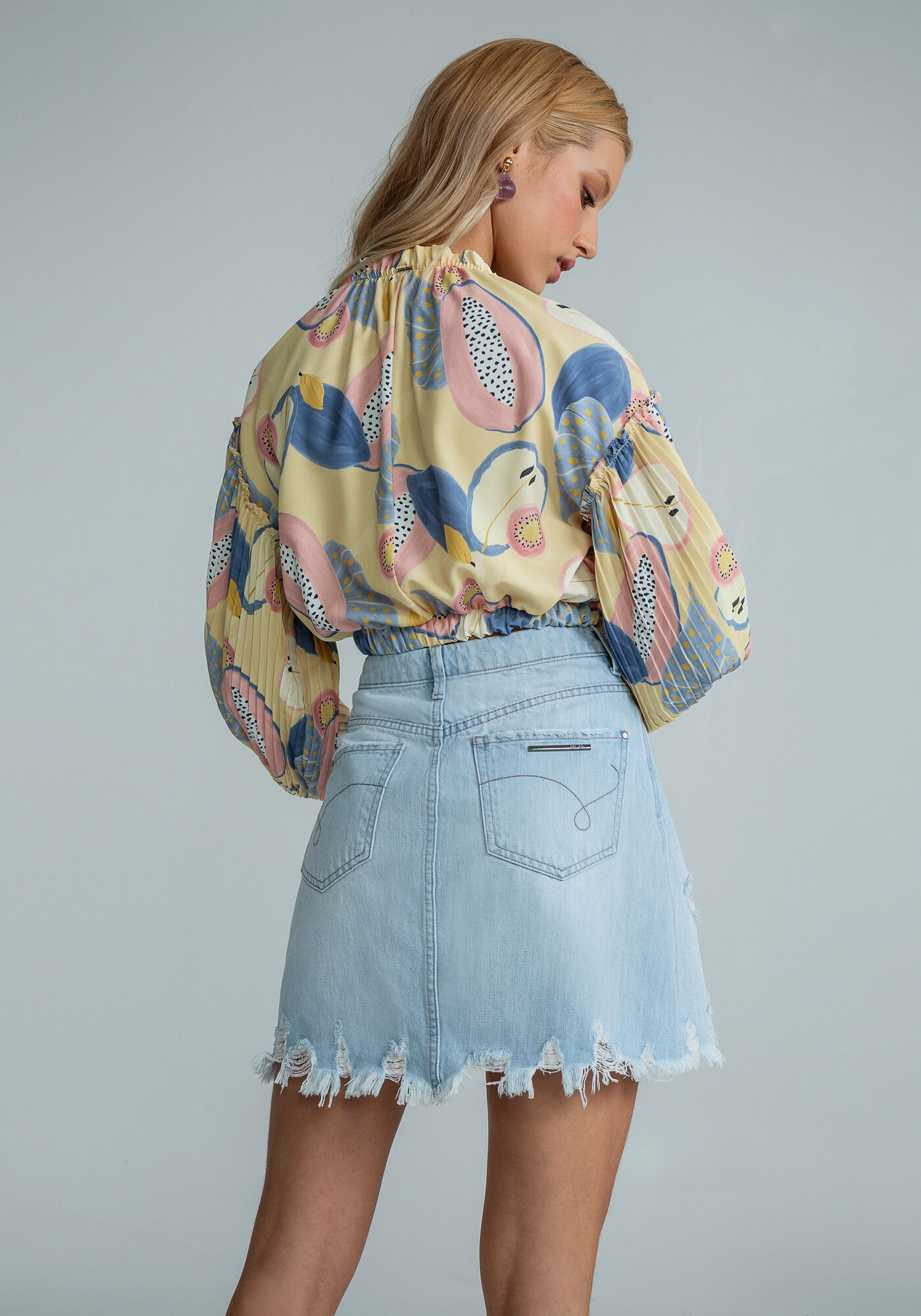 Blusa Manga 3/4 Franzido Decote, FRESCOR, large.