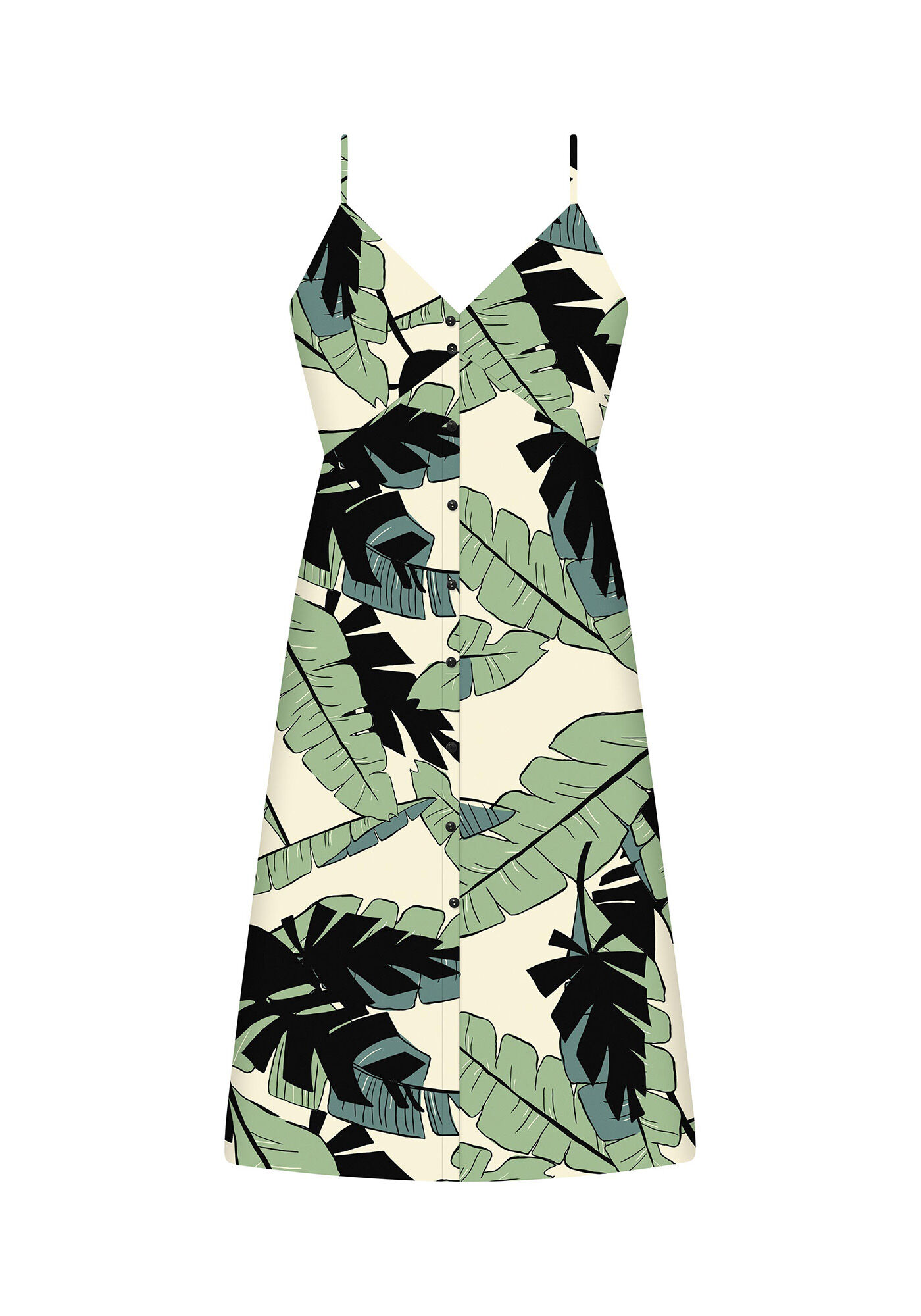 Vestido com Al&ccedil;as M&iacute;di Bot&otilde;es Echo, , large.