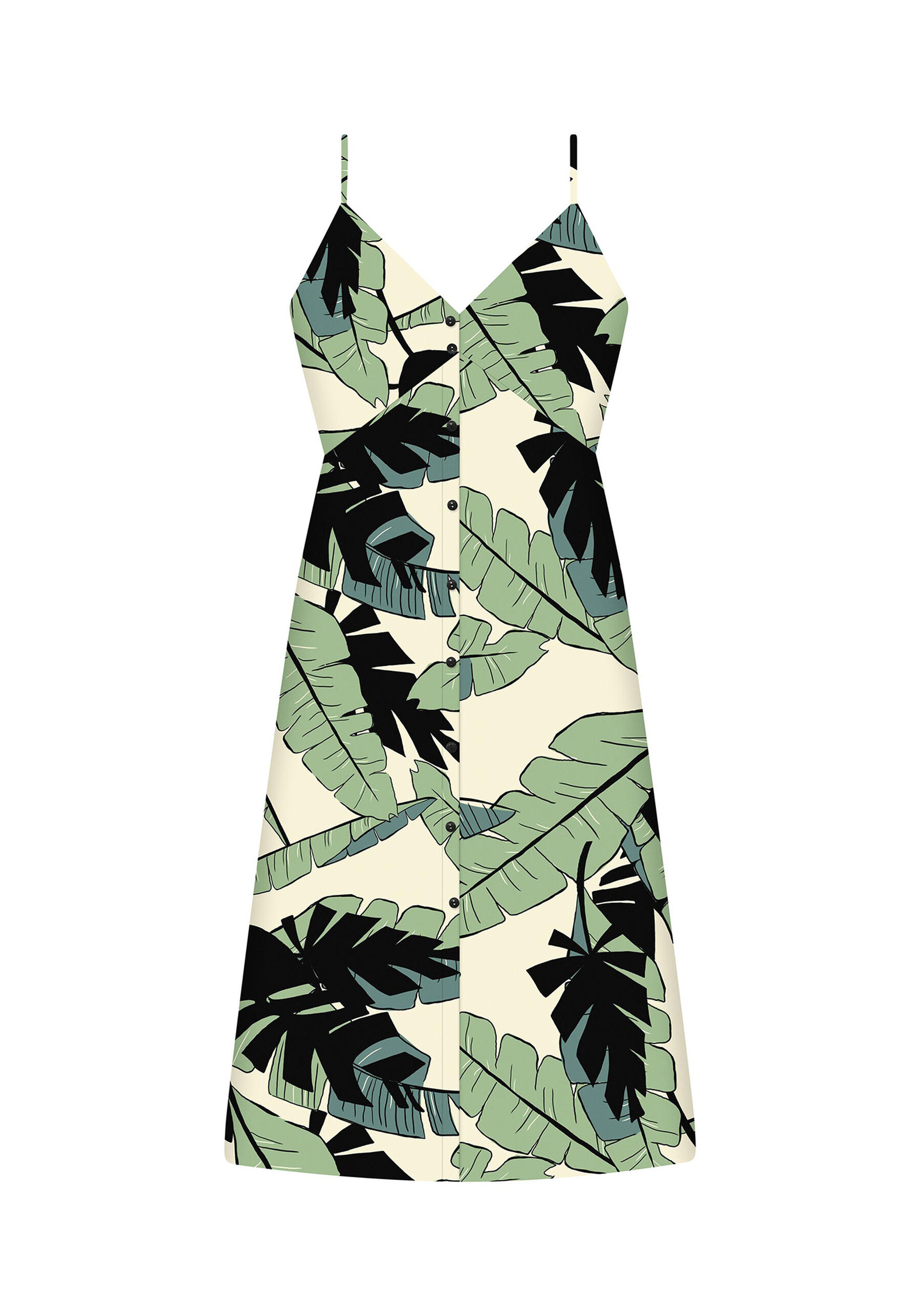 Vestido com Alças Mídi Botões Echo, . Vestido com Alças Mídi Botões Echo, , large.