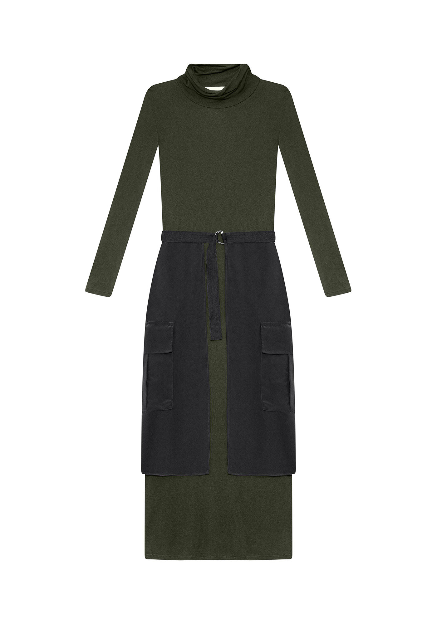 Vestido M&iacute;di Sobreposi&ccedil;&atilde;o Saia, , large.