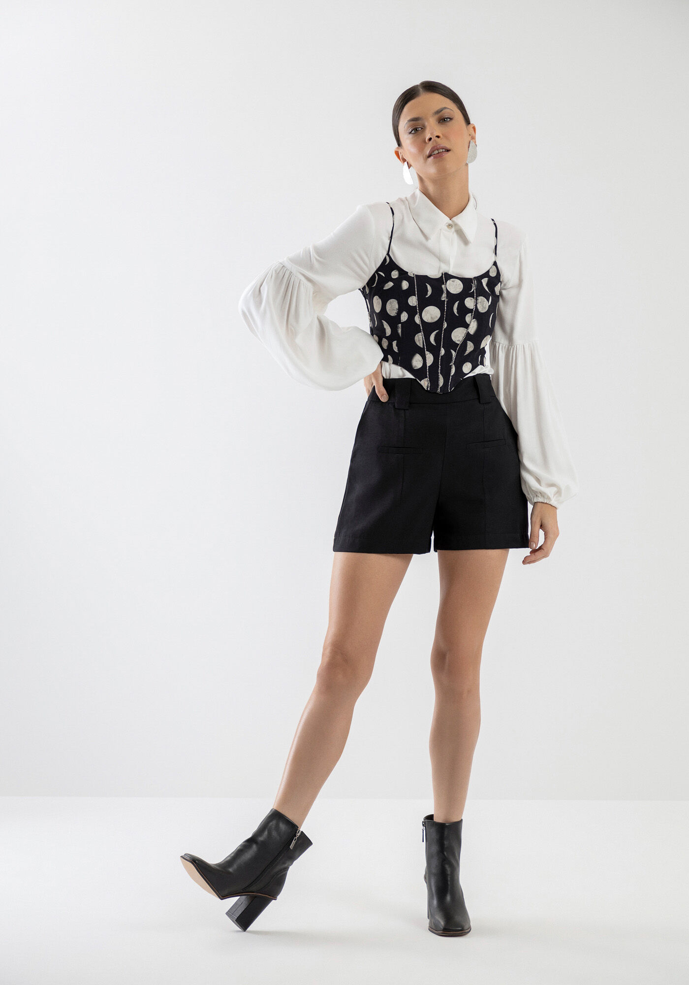 Blusa Corset Cropped Estampada, , large.