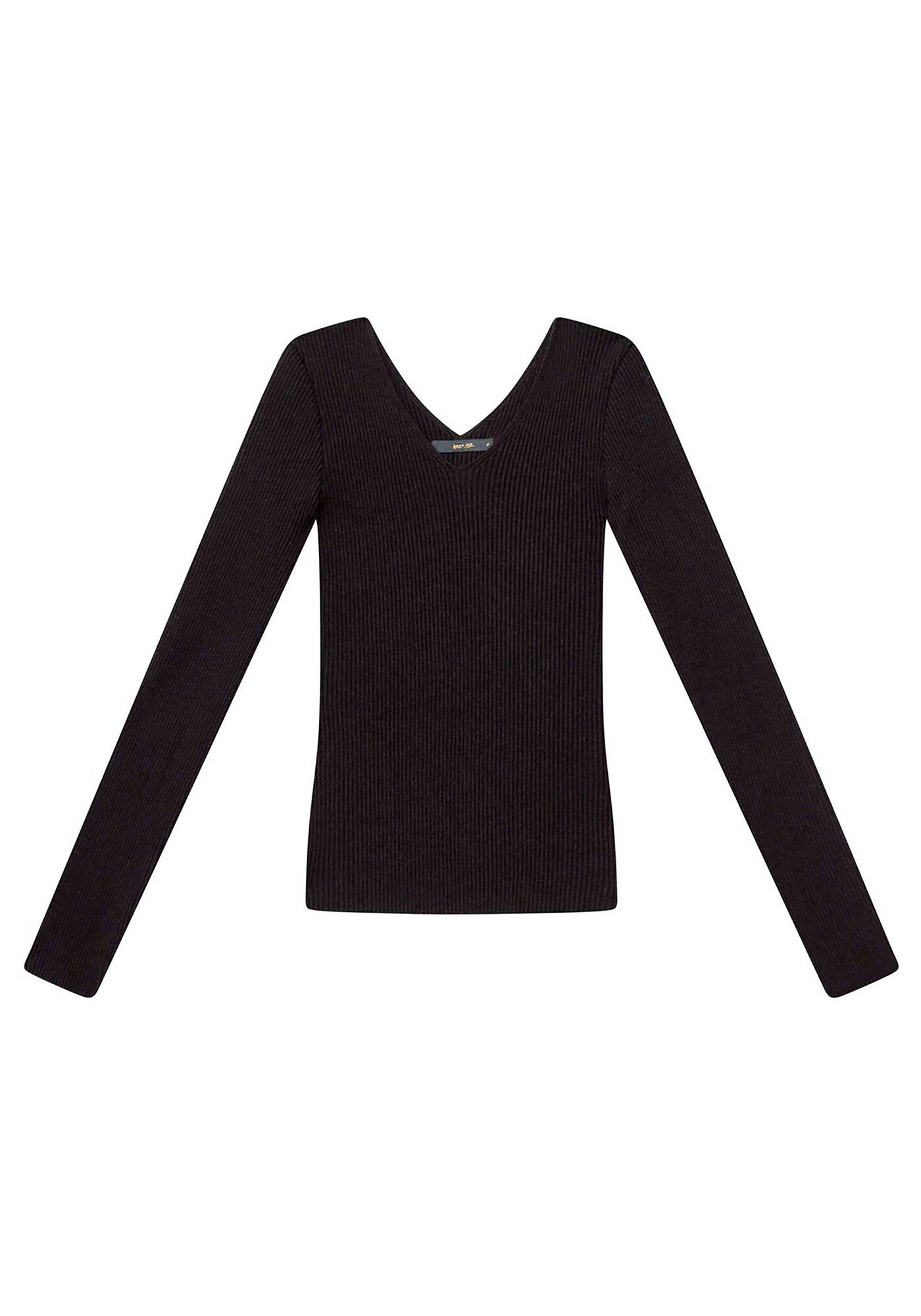 Blusa Manga Longa Decote V Tric&ocirc; Bordo Red Wine, , large.