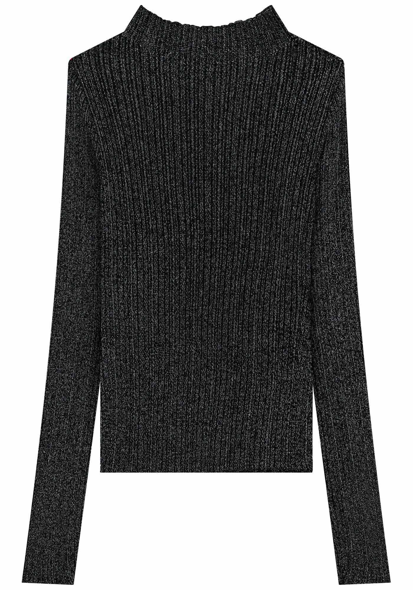 Blusa Curta De Mangas Longas Em Tric&ocirc; Com Fios De Lurex, , large.