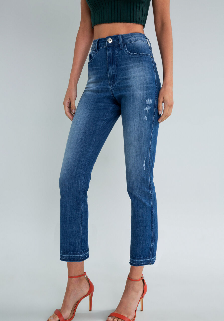 Calça Jeans Reta Cropped Tulum Elastic, . Calça Jeans Reta Cropped Tulum Elastic, , large.