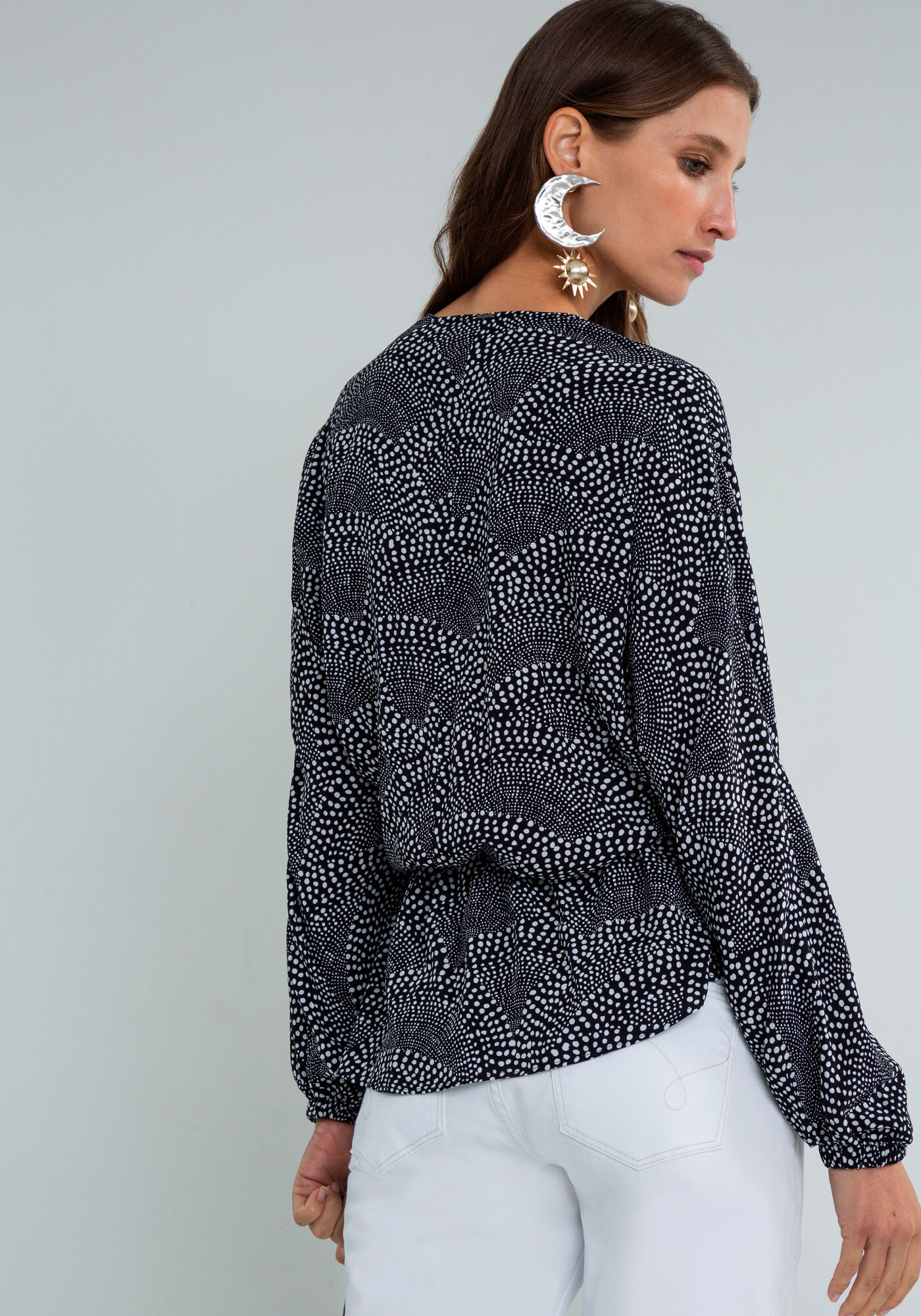 Blusa Ampla Transpassada Estampa, IRRADIE, large.