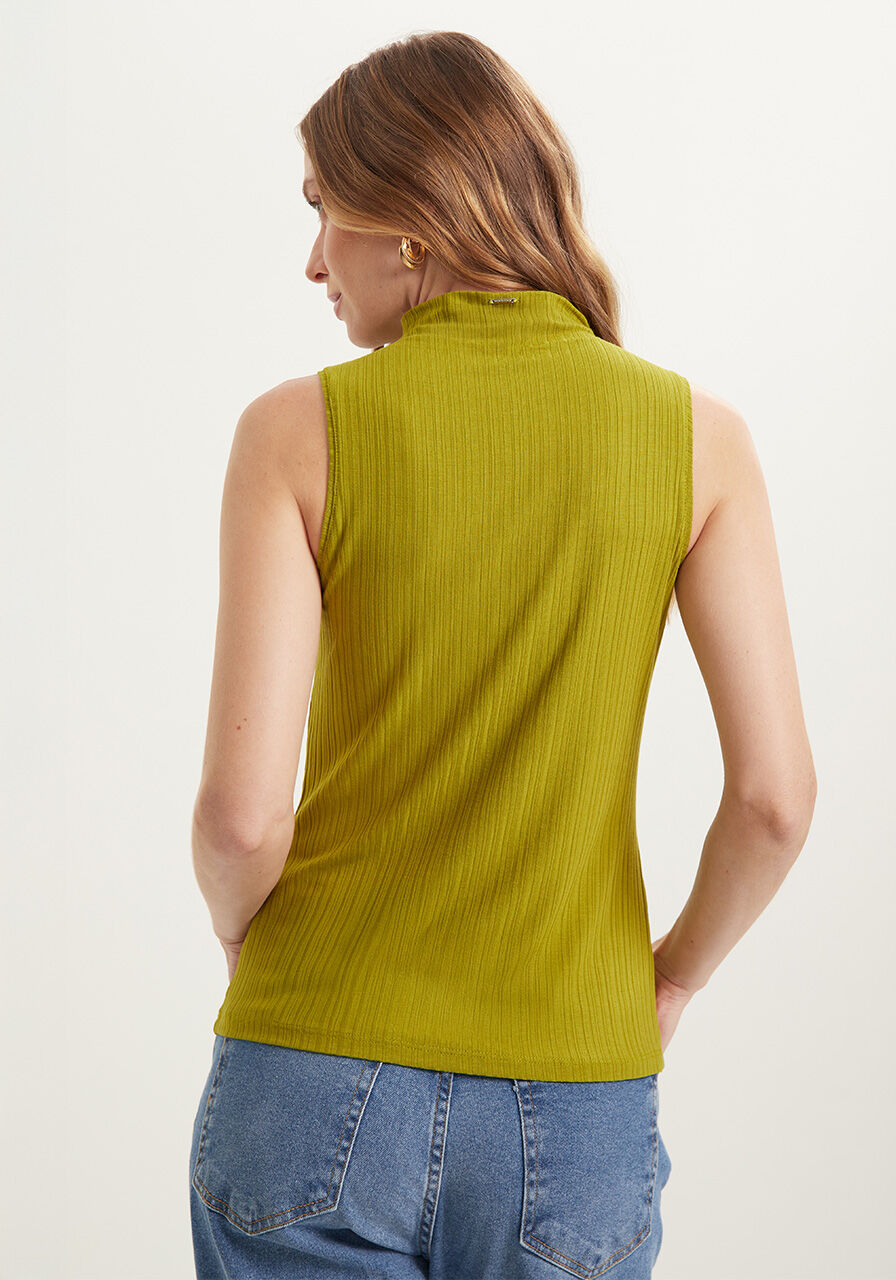 Blusa B&aacute;sica Em Malha Canelada Com Gola, , large.