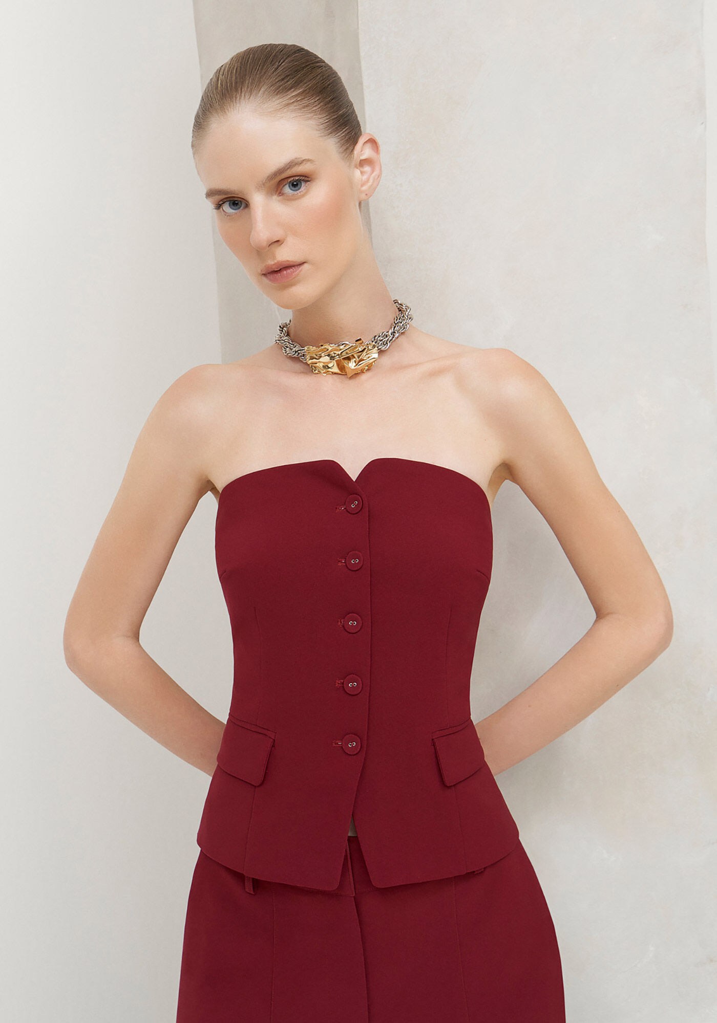 Blusa Colete Alfaiataria Sem Al&ccedil;a, BORDO KIR ROYALLE, large.