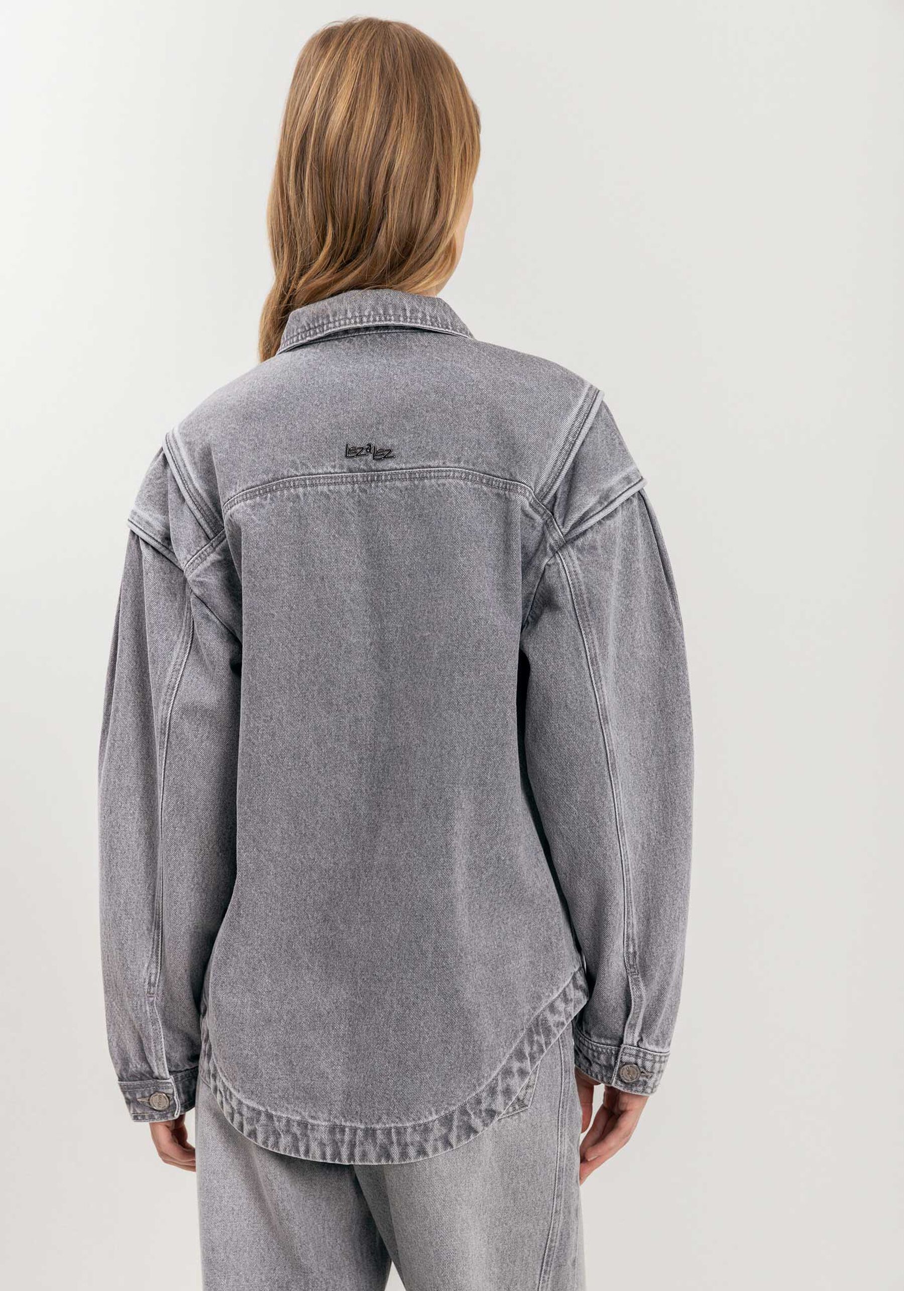 Jaqueta Jeans Com Gola e Botões Denim Gray, . Jaqueta Jeans Com Gola e Botões Denim Gray, , large.