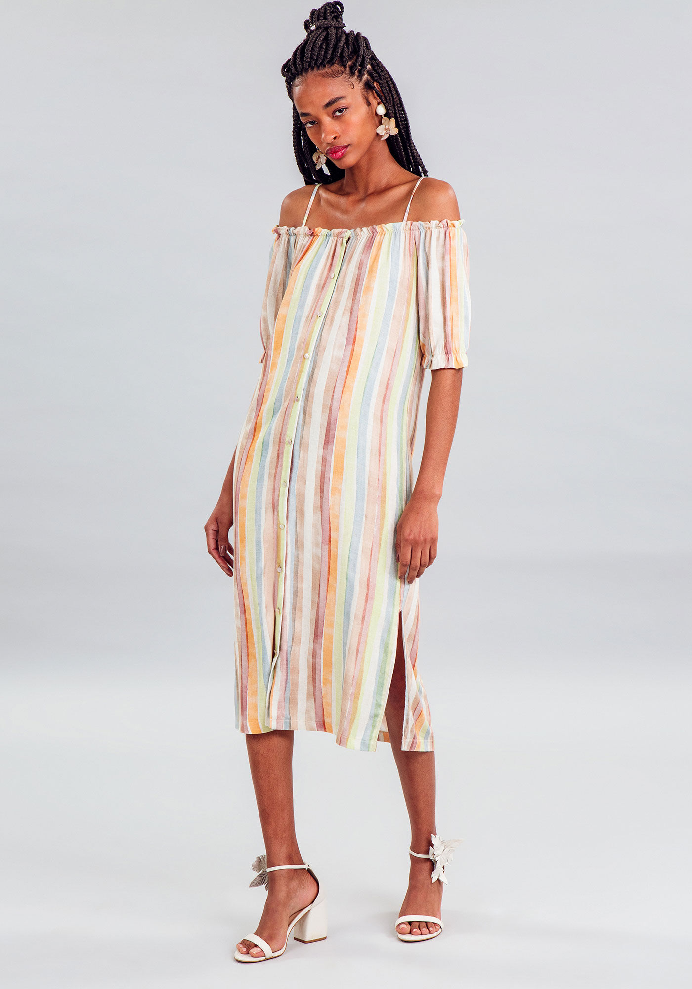 Vestido midi de tecido clearance