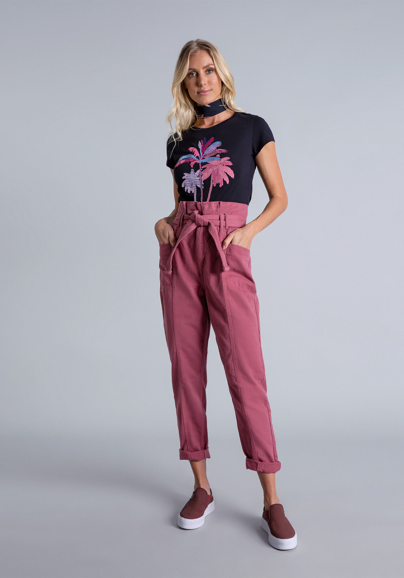 Blusa Estampada com Faixa, , large.