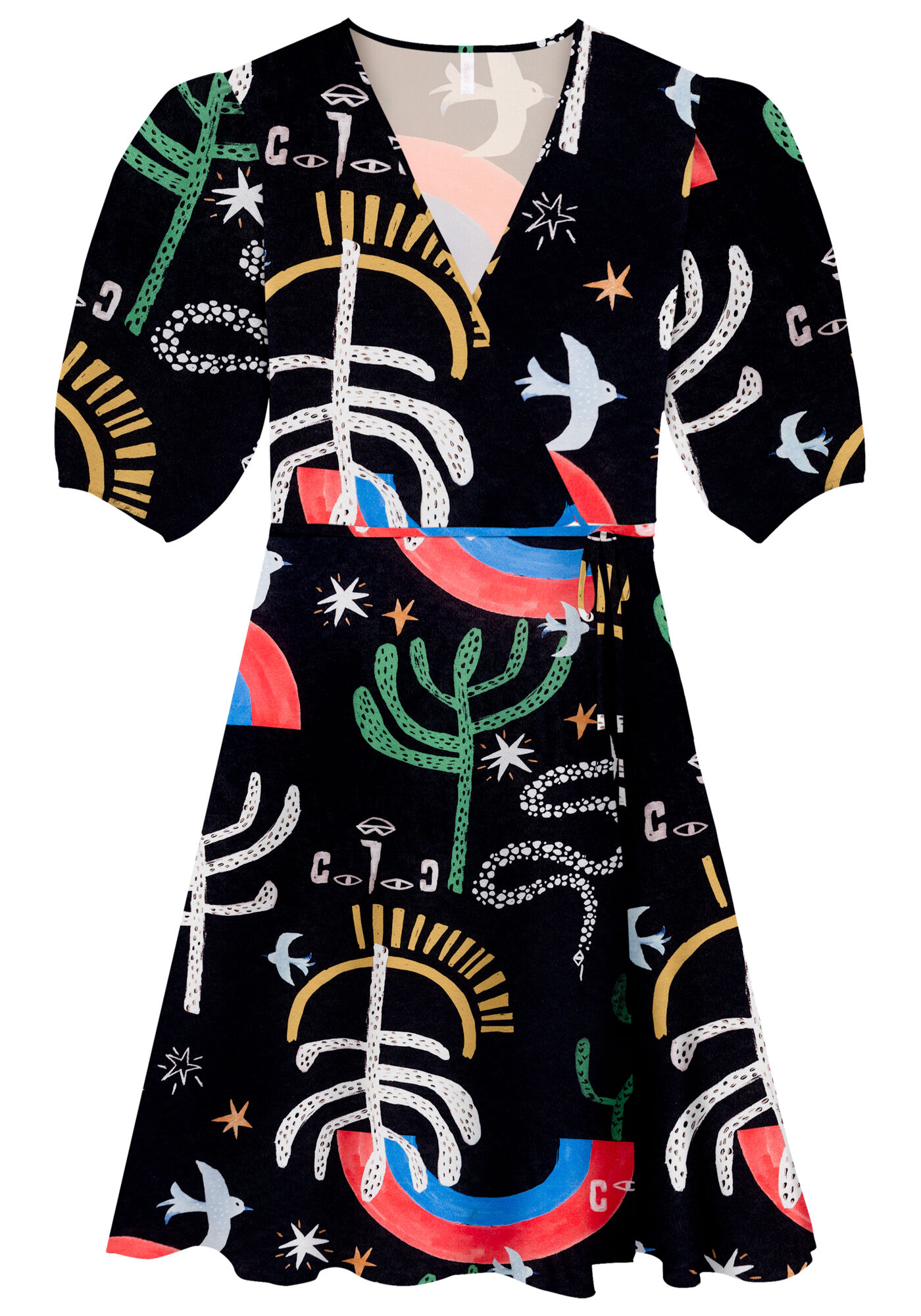 Vestido Midi em Viscose Transpassado, IMAGINARIO, large.