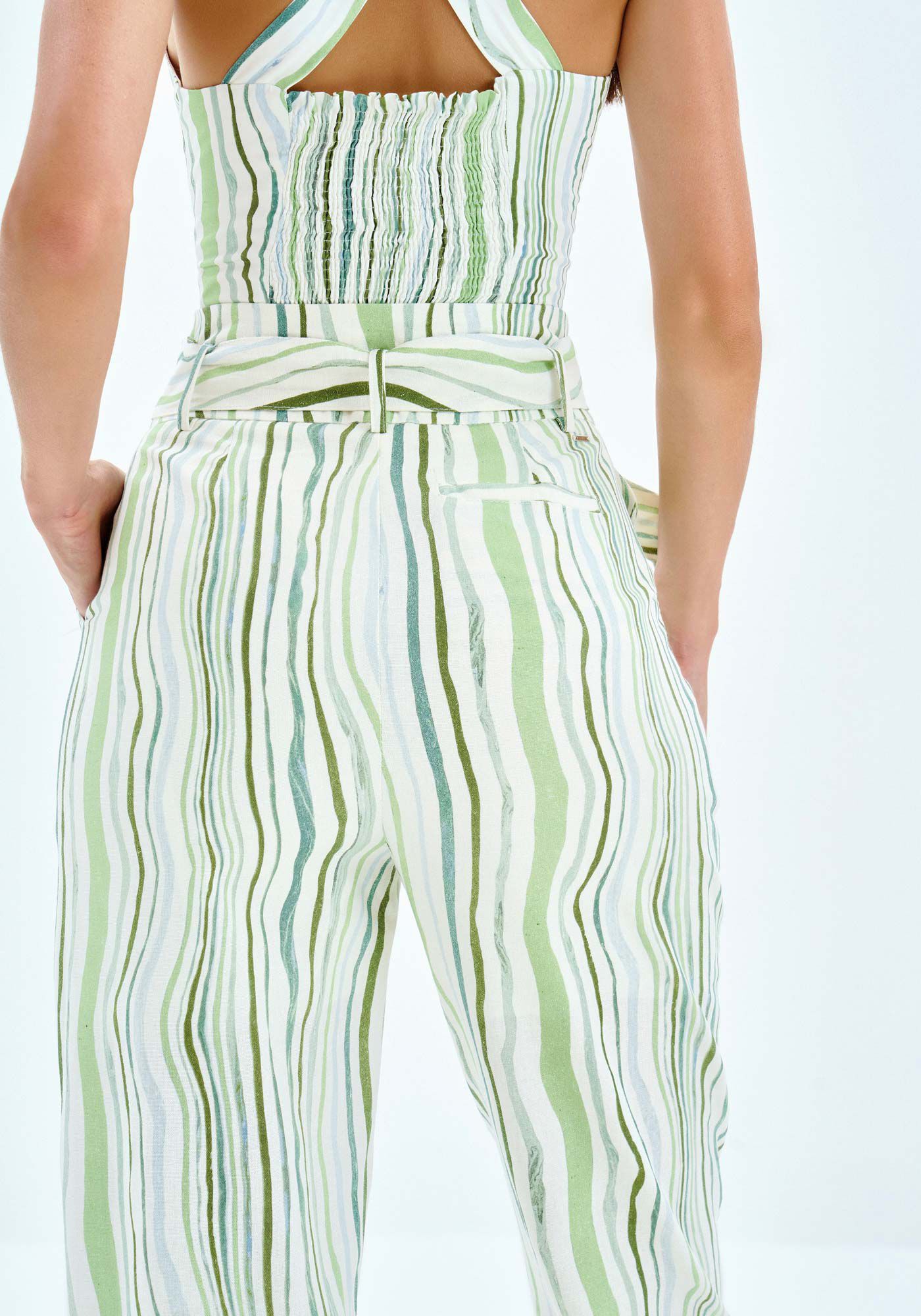 Cal&ccedil;a Reta em Linho Estampada com Cinto, BREEZE, large.