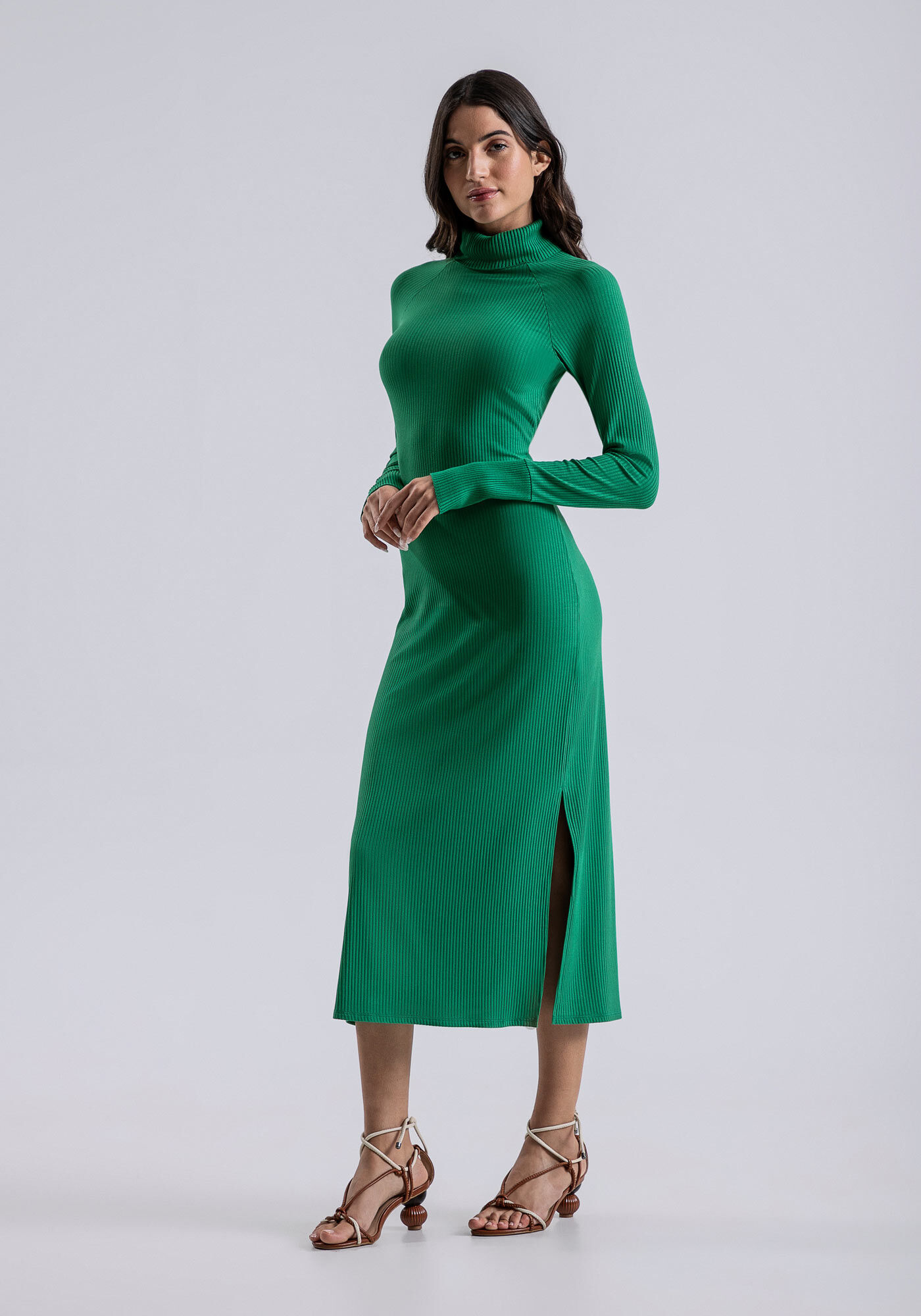 Vestido gola alta hotsell canelado