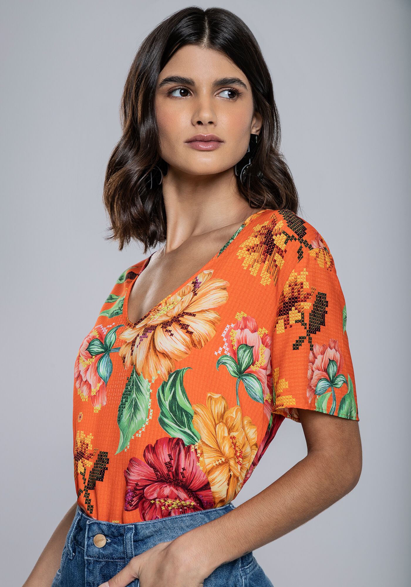 Blusa feminina de sales viscose manga curta