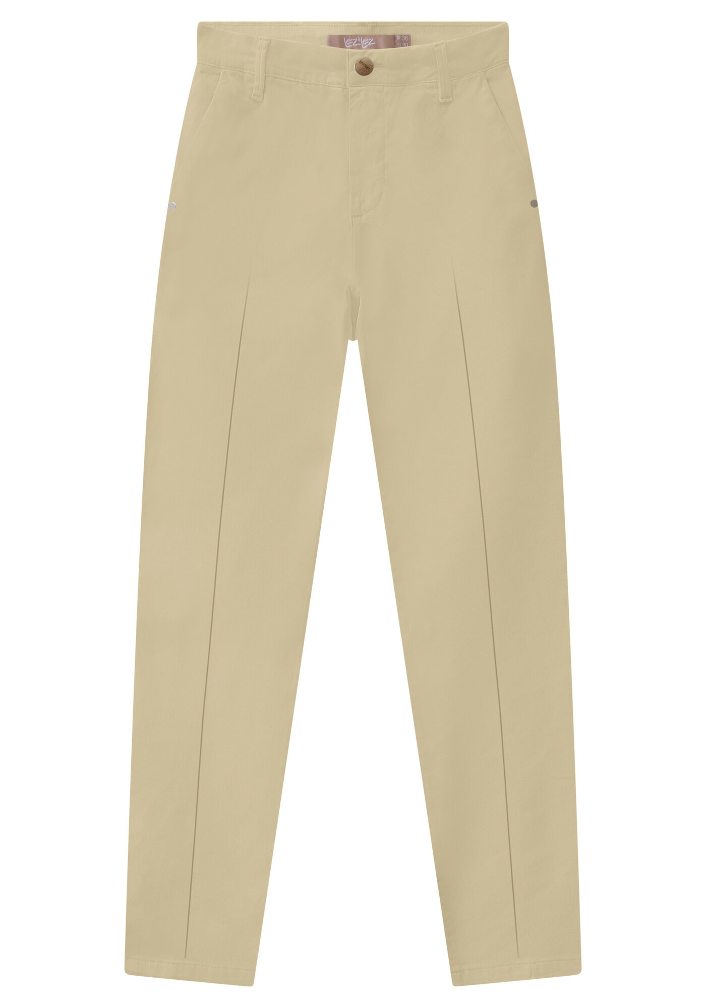 Cal&ccedil;a Jeans Alfaiataria Cropped com Cintura Alta, BEGE OR FIV, large.