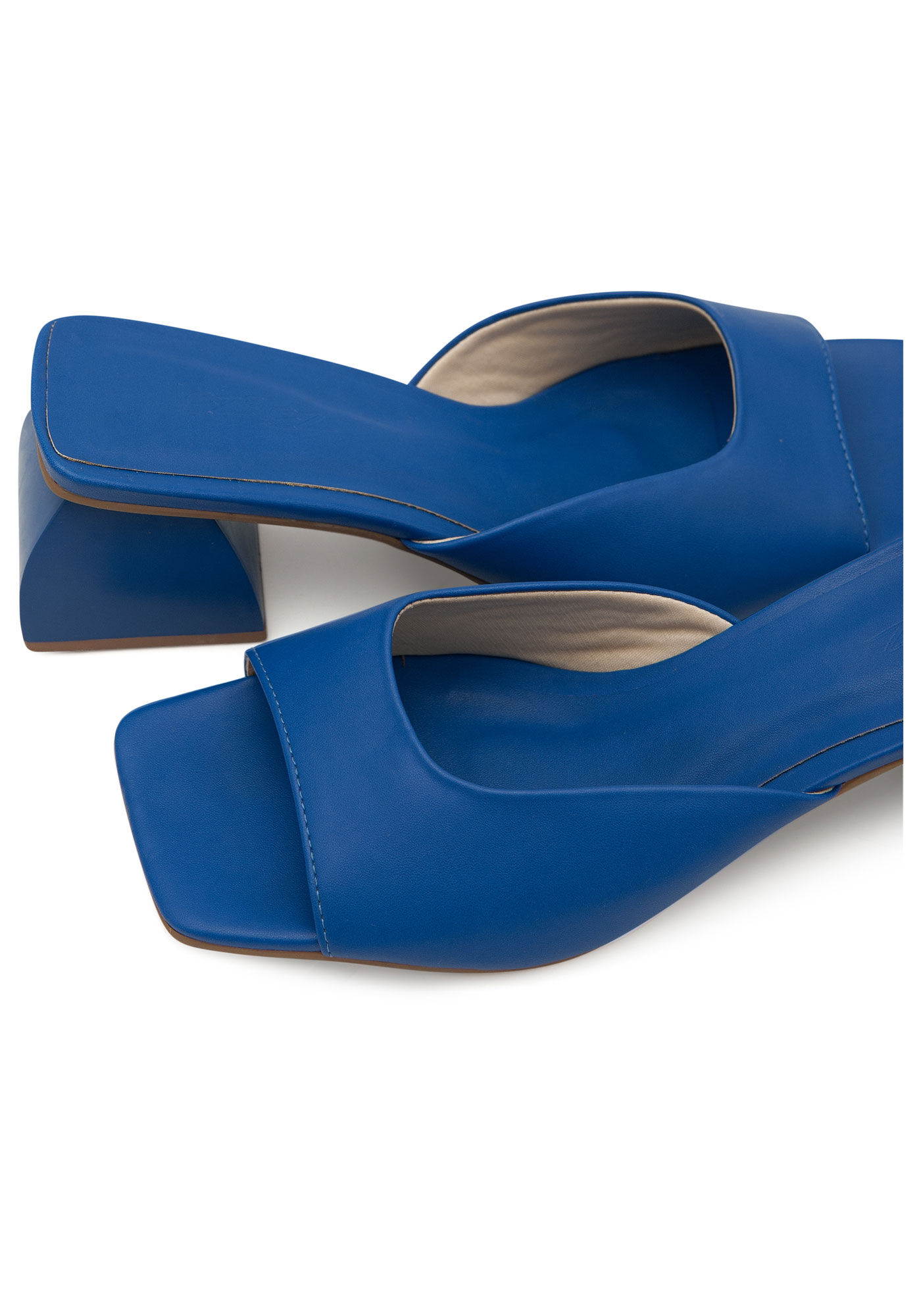 Sand&aacute;lia Mule Assim&eacute;trica com Salto Bloco, AZUL PRUNA, large.