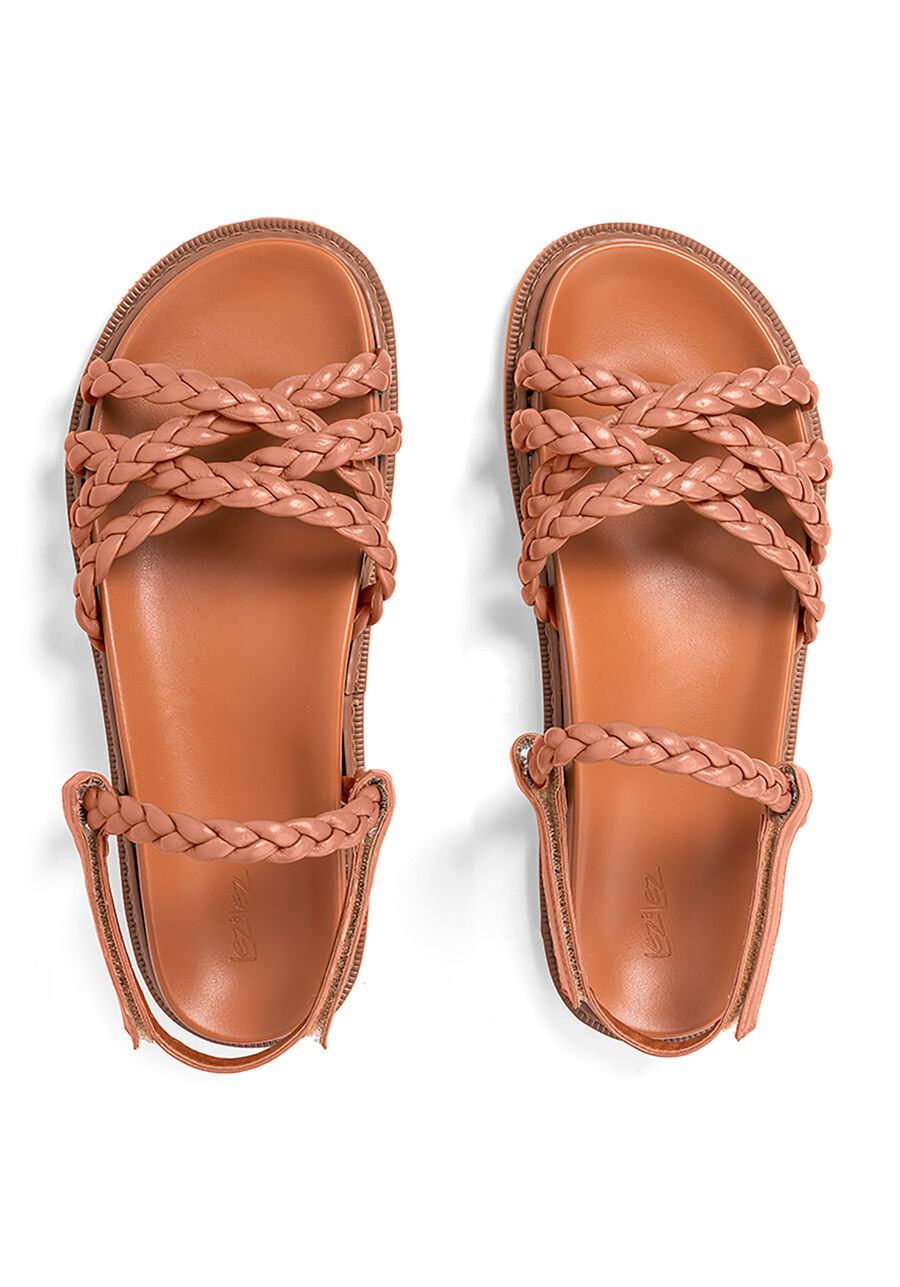 Sandália Papete com Tiras Trançadas, . Sandália Papete com Tiras Trançadas, , large.