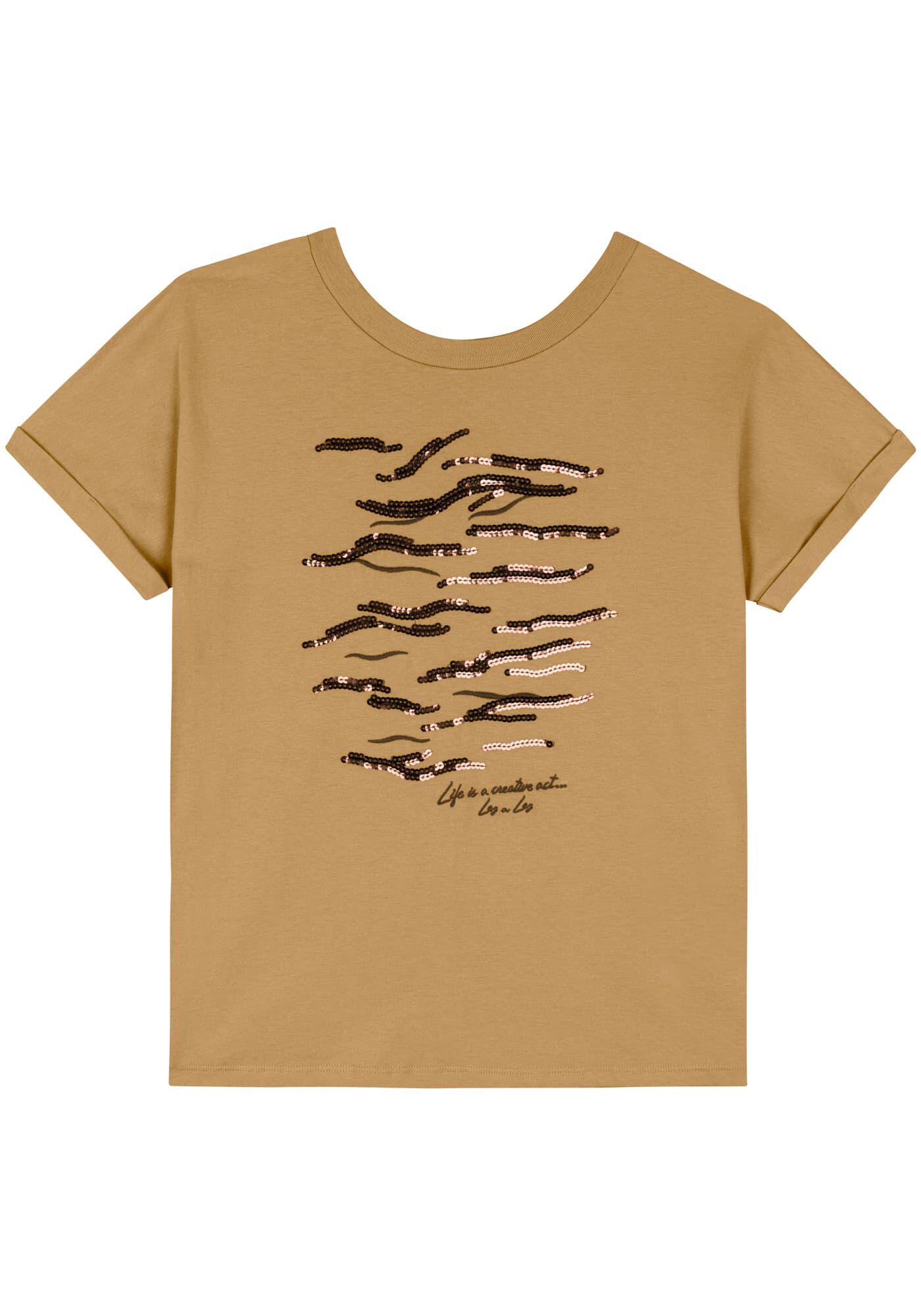 Blusa T-shirt De Mangas Curtas Com Estampa E Paet&ecirc;s, , large.