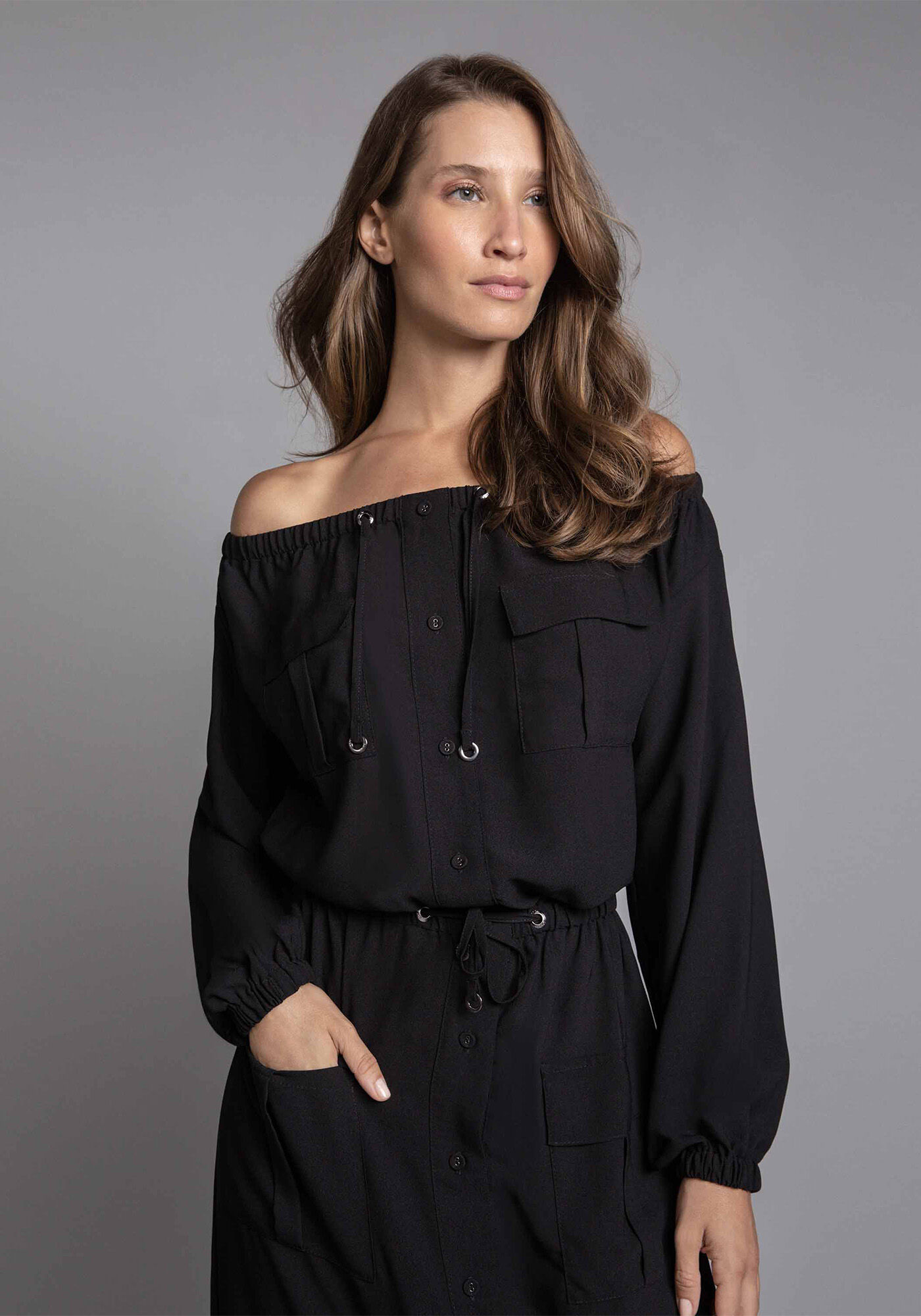 Vestido Longo Manga Longa, , large.